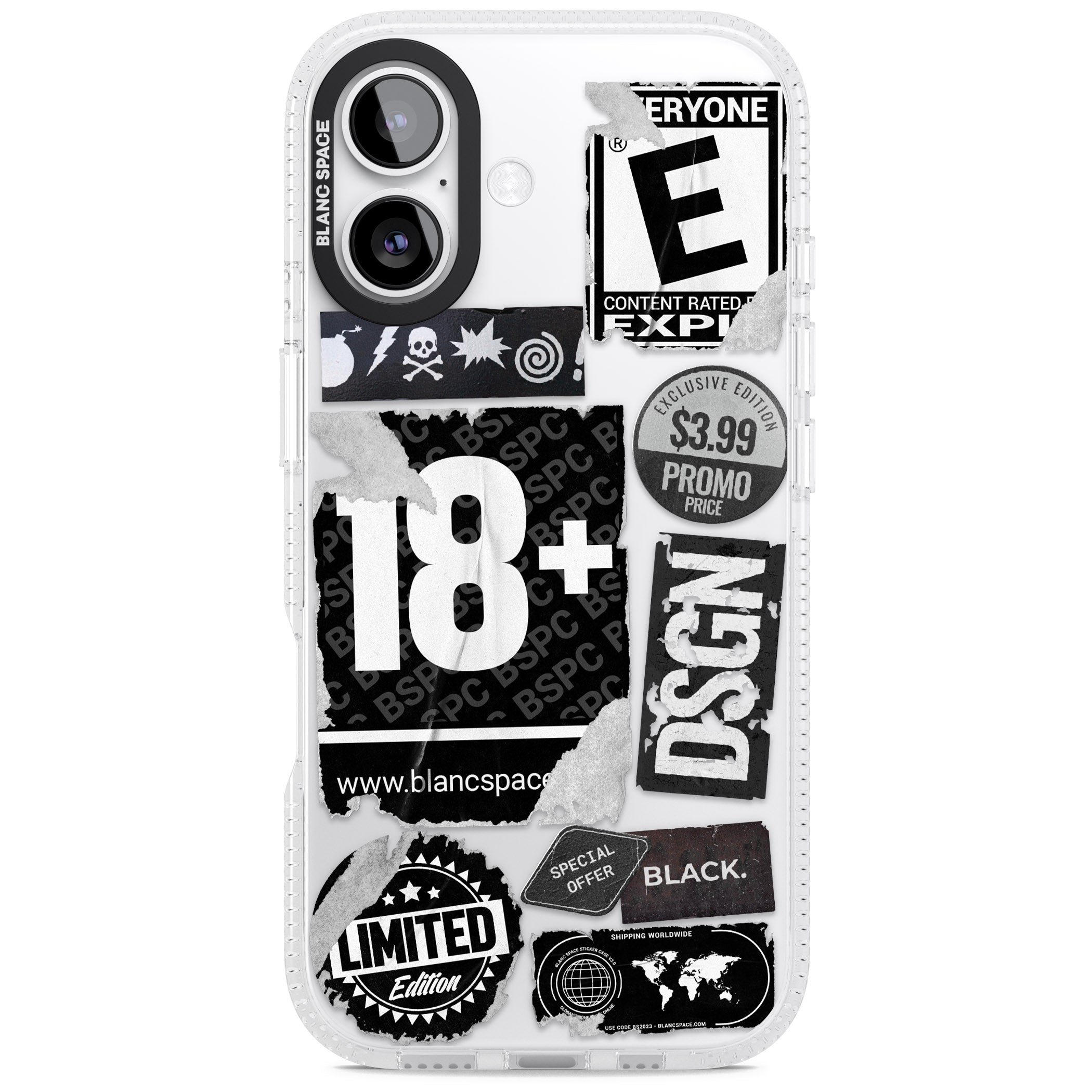 Black Sticker Mix iPhone 17 Impact Air Clear Phone Case