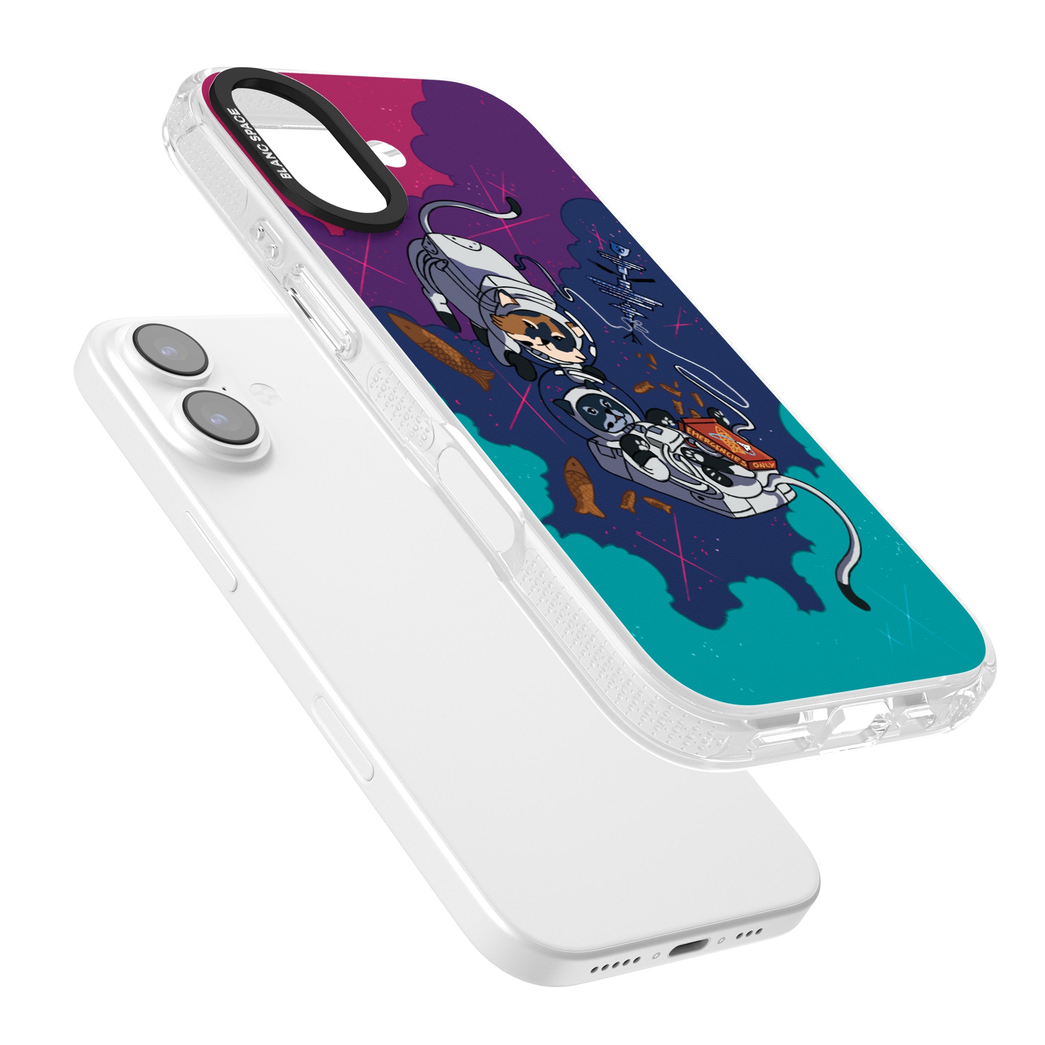 Cats In Space iPhone 17 Impact Air Clear Phone Case Colours