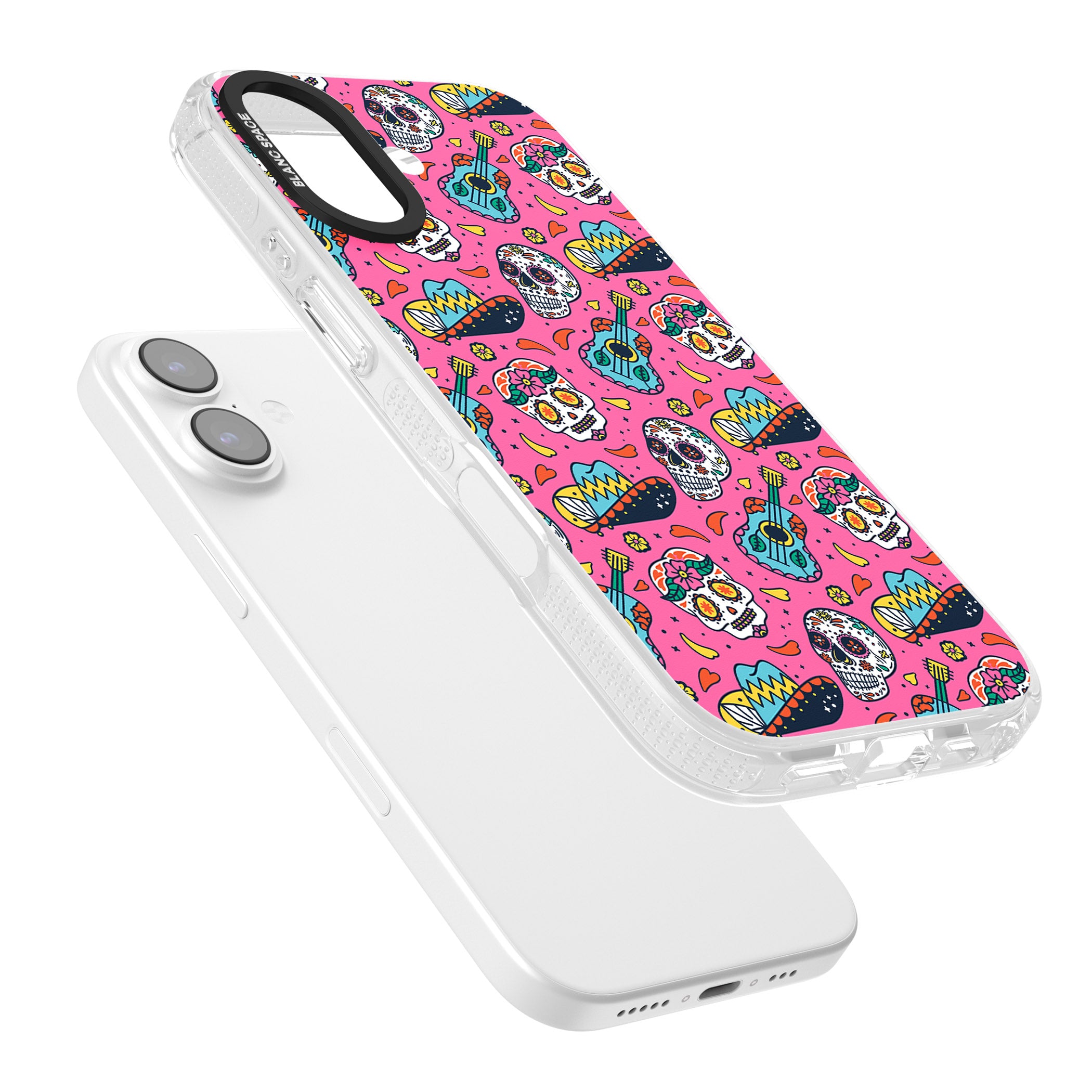 Pink Day Of The Dead Pattern iPhone 17 Impact Air Clear Phone Case Colours