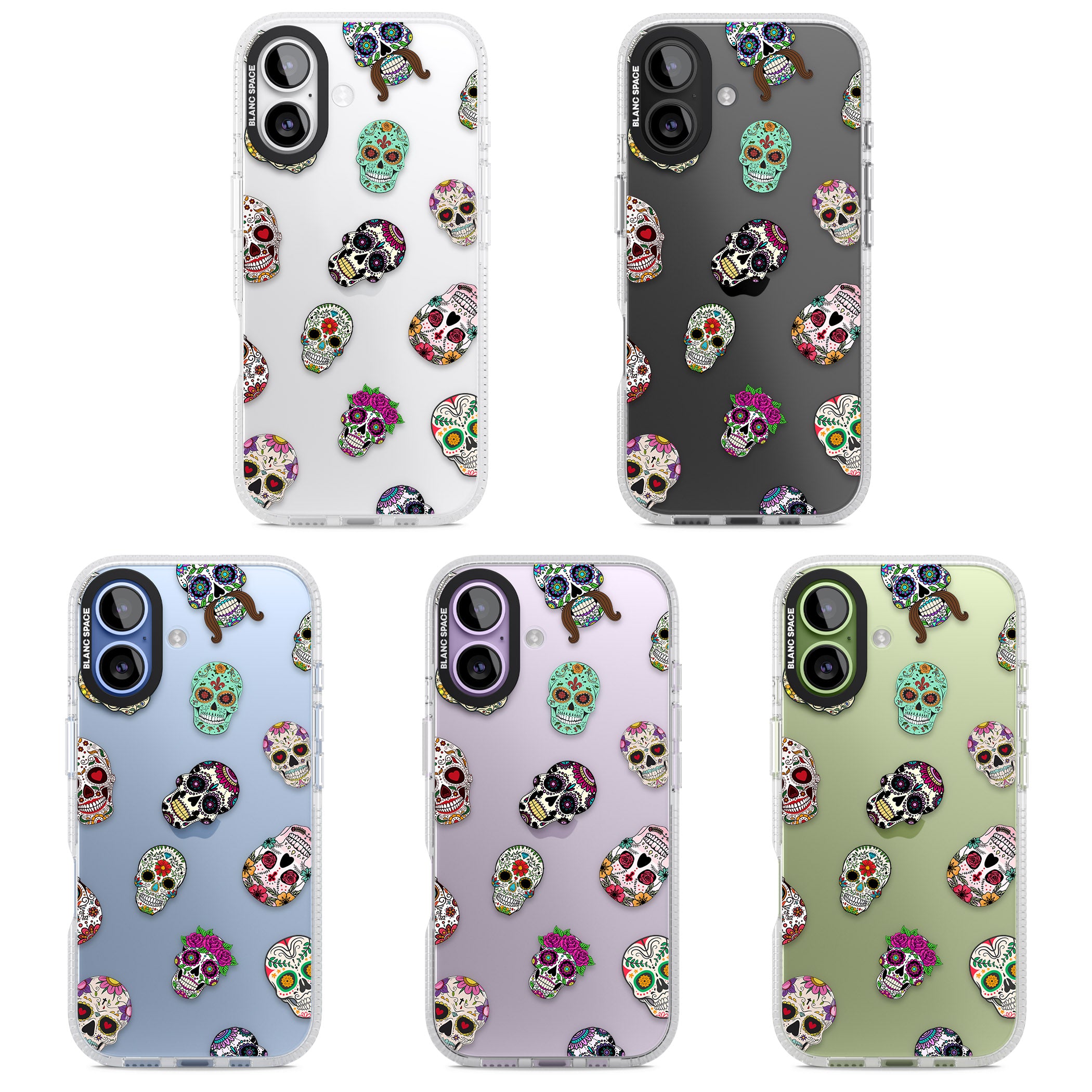Mixed Sugar Skull Pattern iPhone 17 Impact Air Clear Phone Case APT Impact Protection