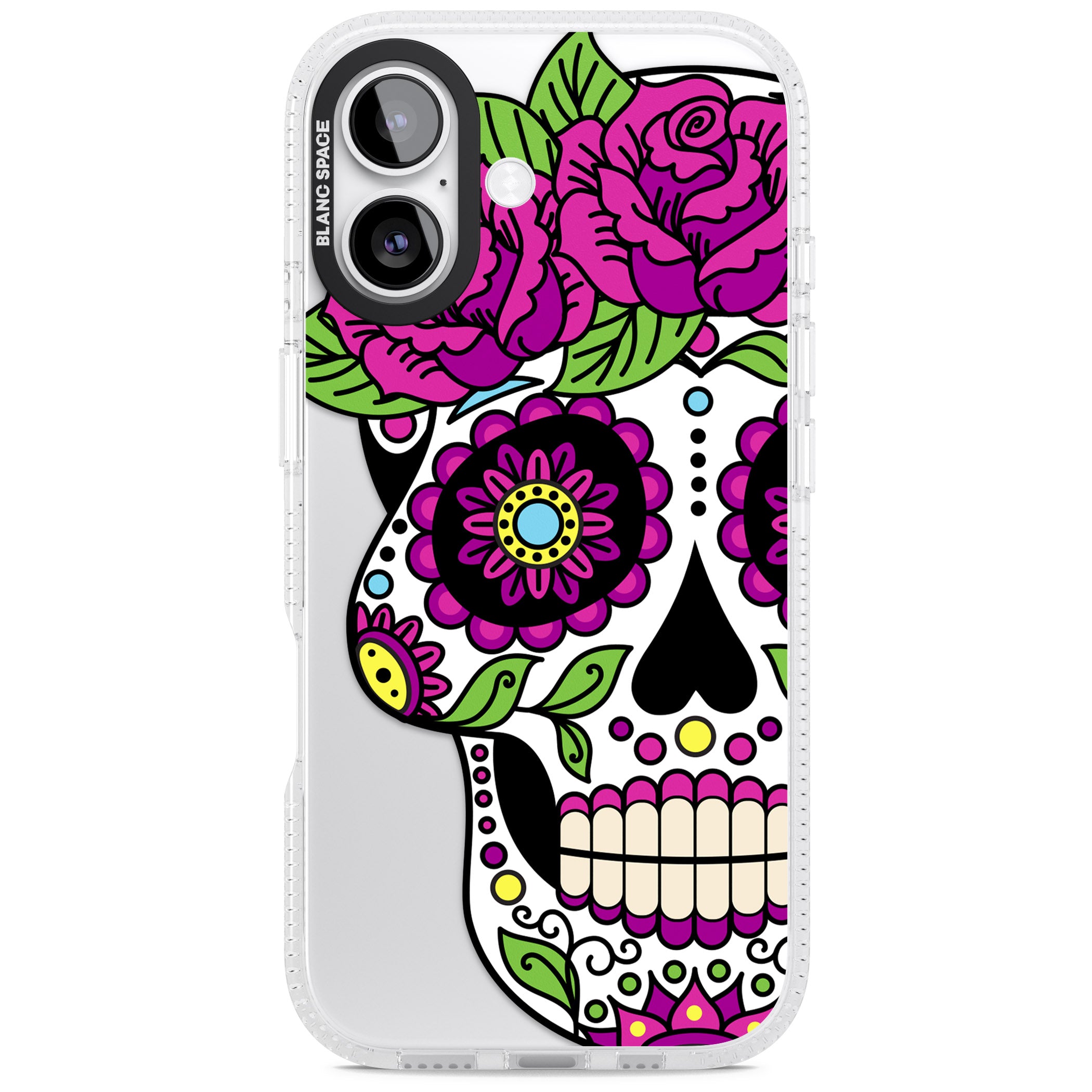 Purple Floral Sugar Skull iPhone 17 Impact Air Clear Phone Case