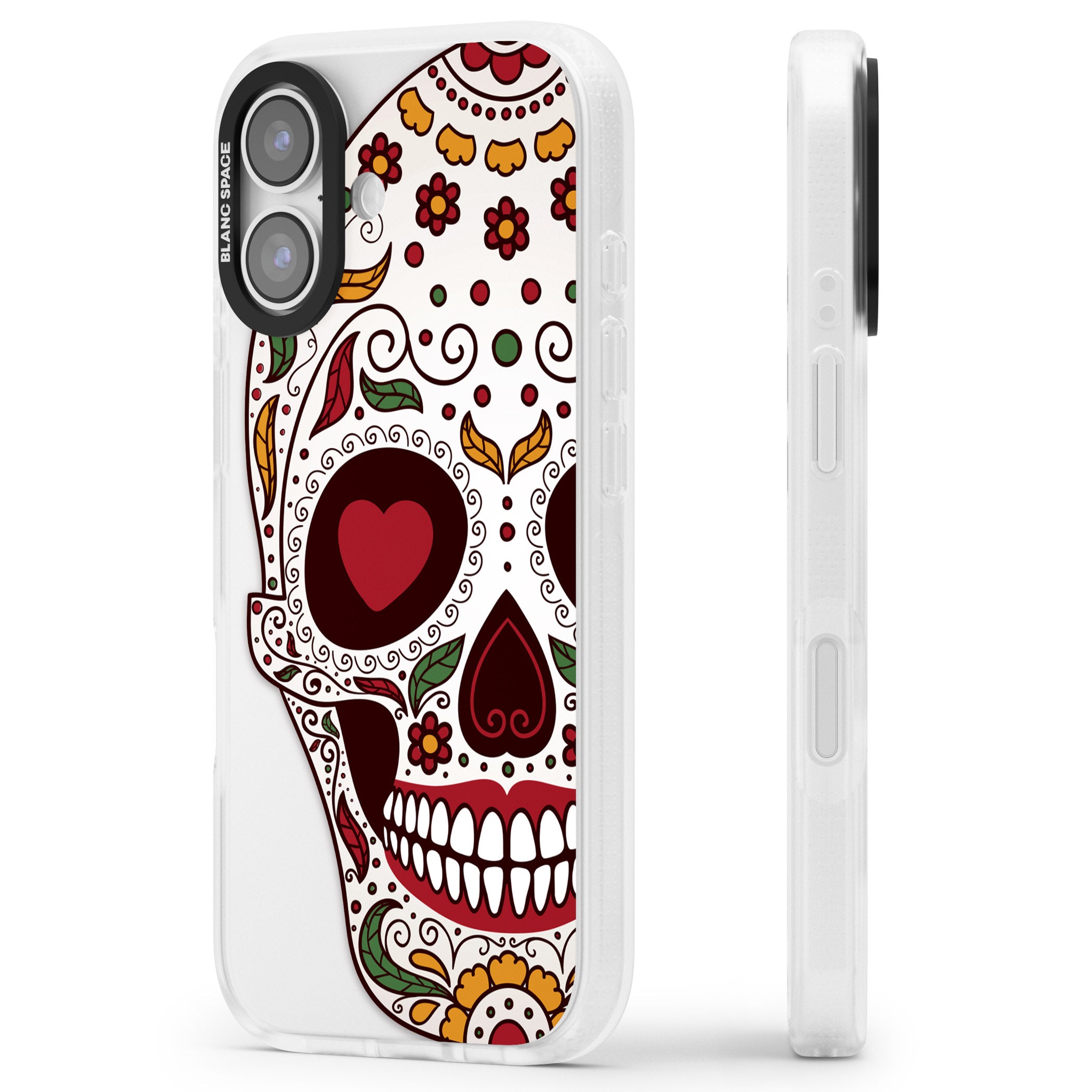 Autumn Sugar Skull iPhone 17 Impact Air Clear Phone Case Side Profile