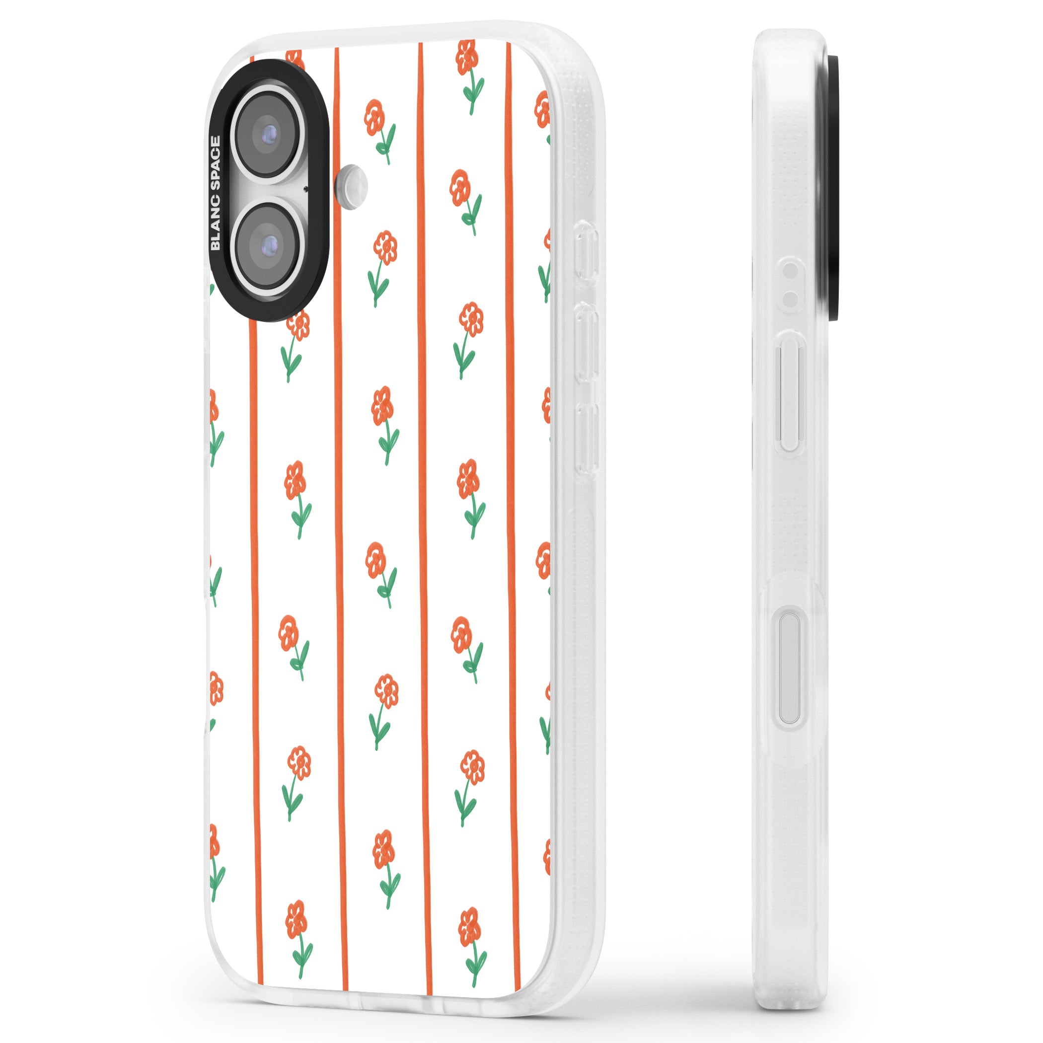 Minimal Floral Stripe iPhone 17 Impact Air Clear Phone Case Side Profile
