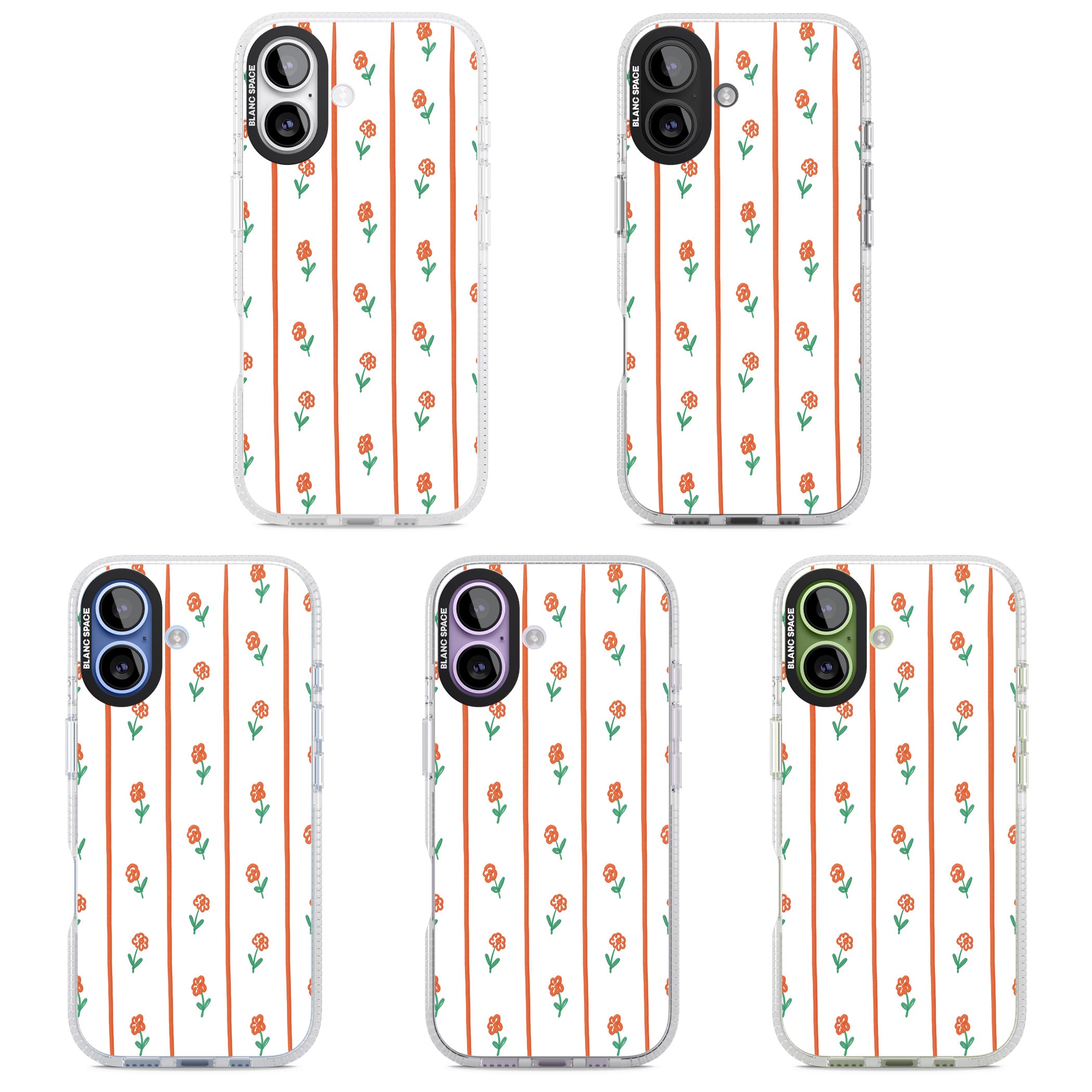 Minimal Floral Stripe iPhone 17 Impact Air Clear Phone Case APT Impact Protection