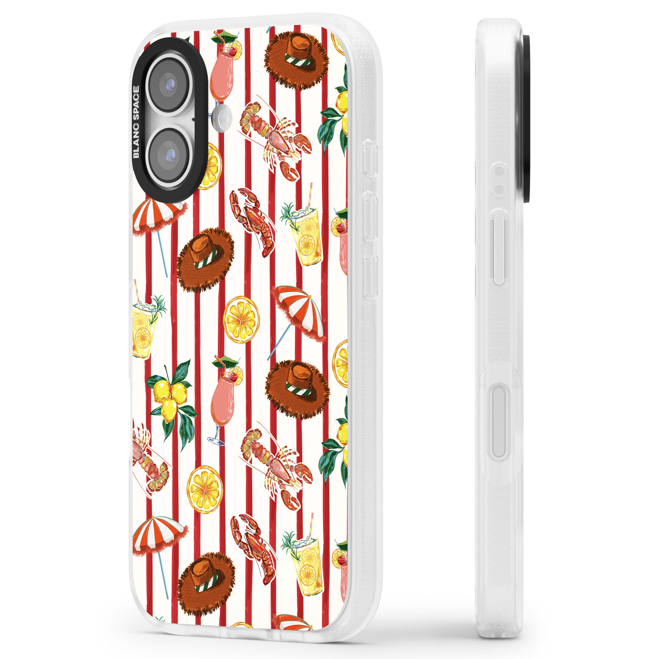 Italian Beach Pattern iPhone 17 Impact Air Clear Phone Case Side Profile