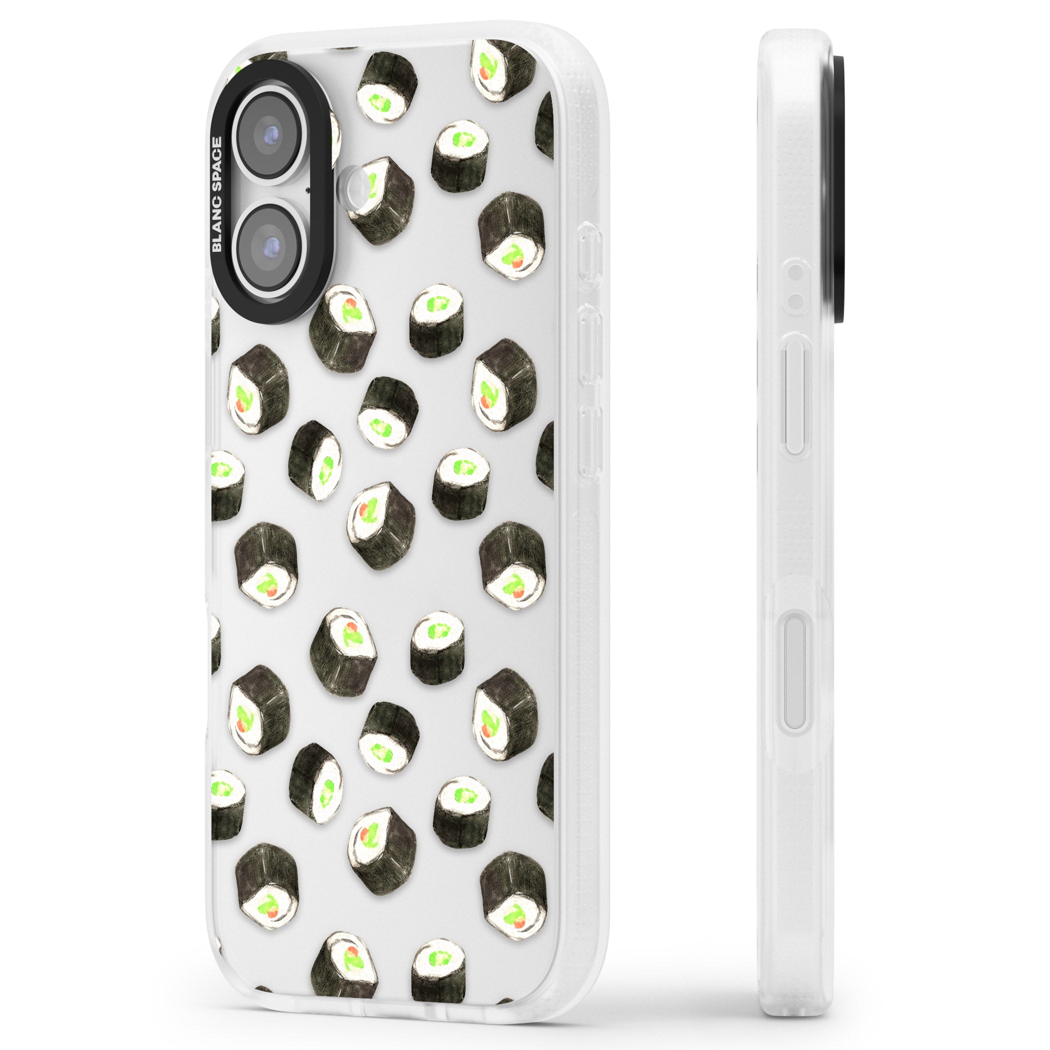 Sushi Pattern iPhone 17 Impact Air Clear Phone Case Side Profile
