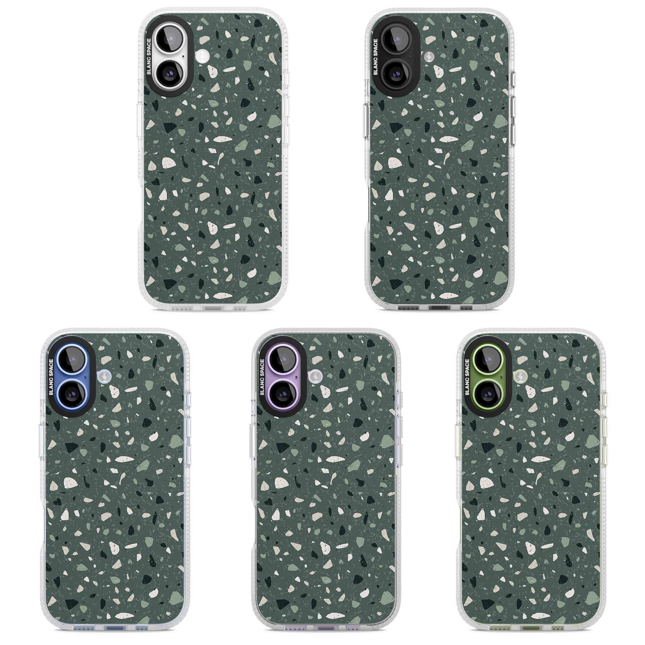 Green & Cream Terrazzo Pattern iPhone 17 Impact Air Clear Phone Case APT Impact Protection