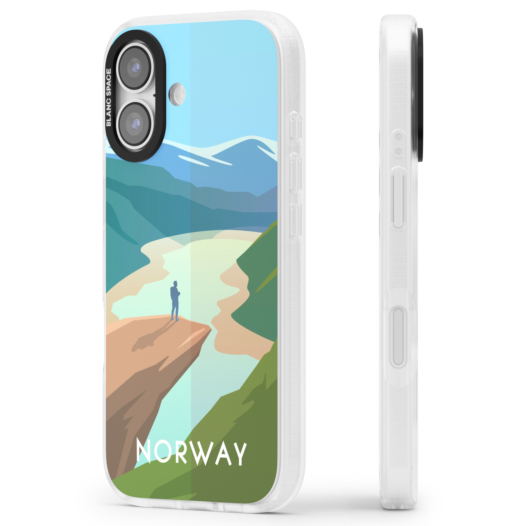 Vintage Travel Poster Norway iPhone 17 Impact Air Clear Phone Case Side Profile