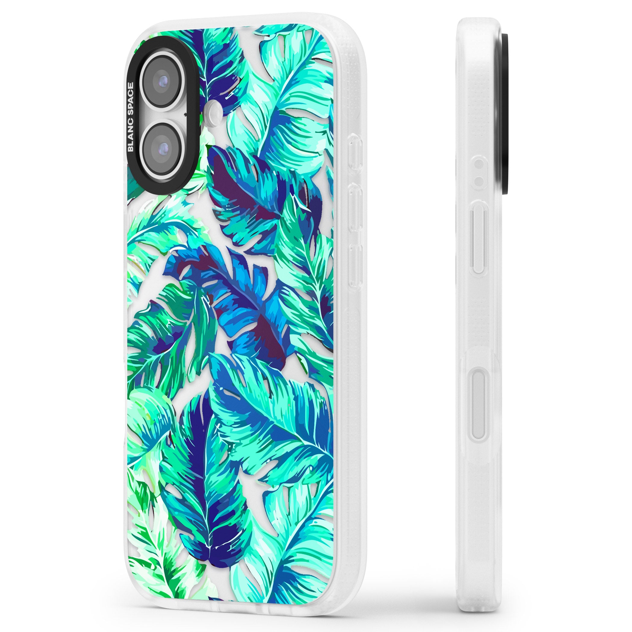 Tropical Palms iPhone 17 Impact Air Clear Phone Case Side Profile