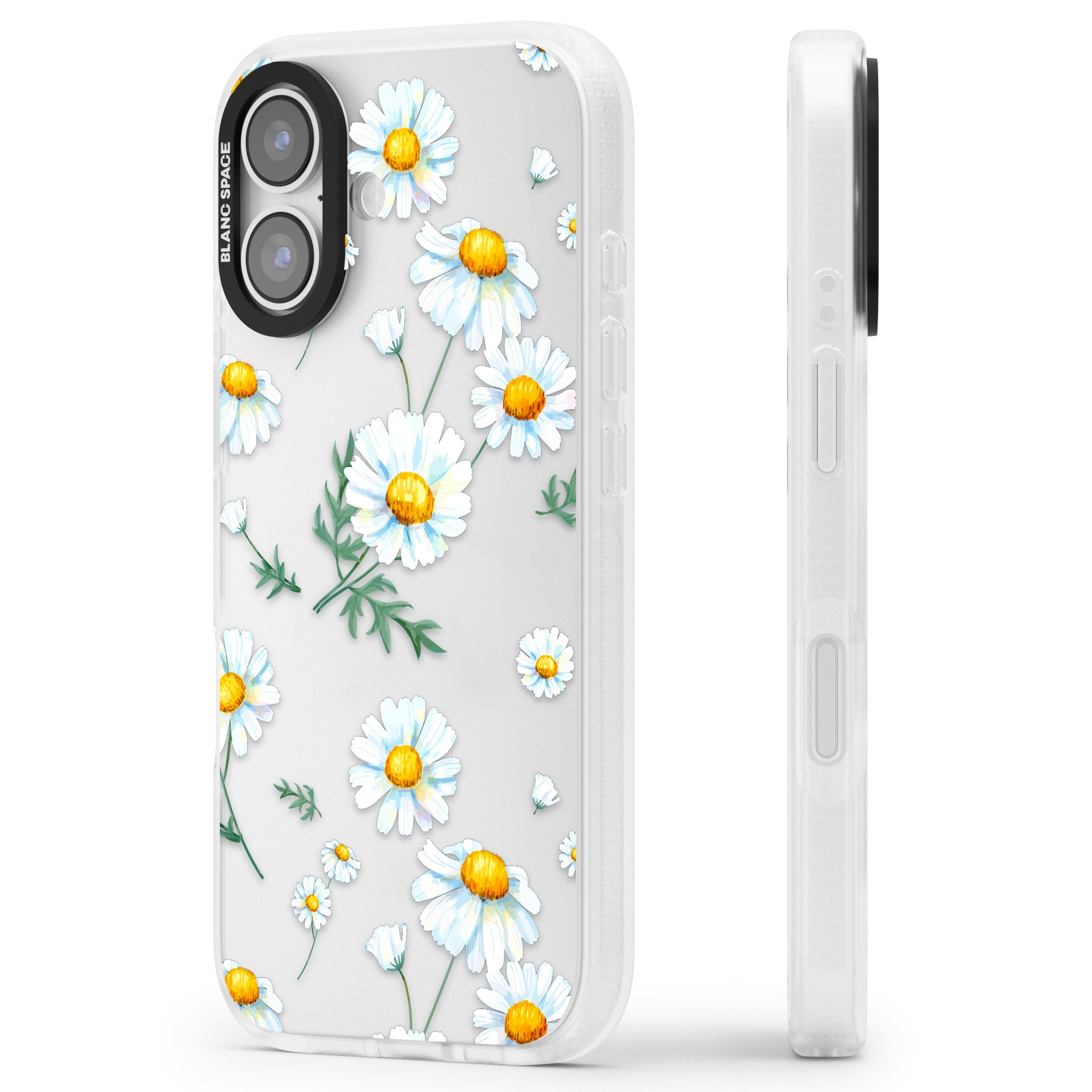 Vintage Painted Daisies iPhone 17 Impact Air Clear Phone Case Side Profile