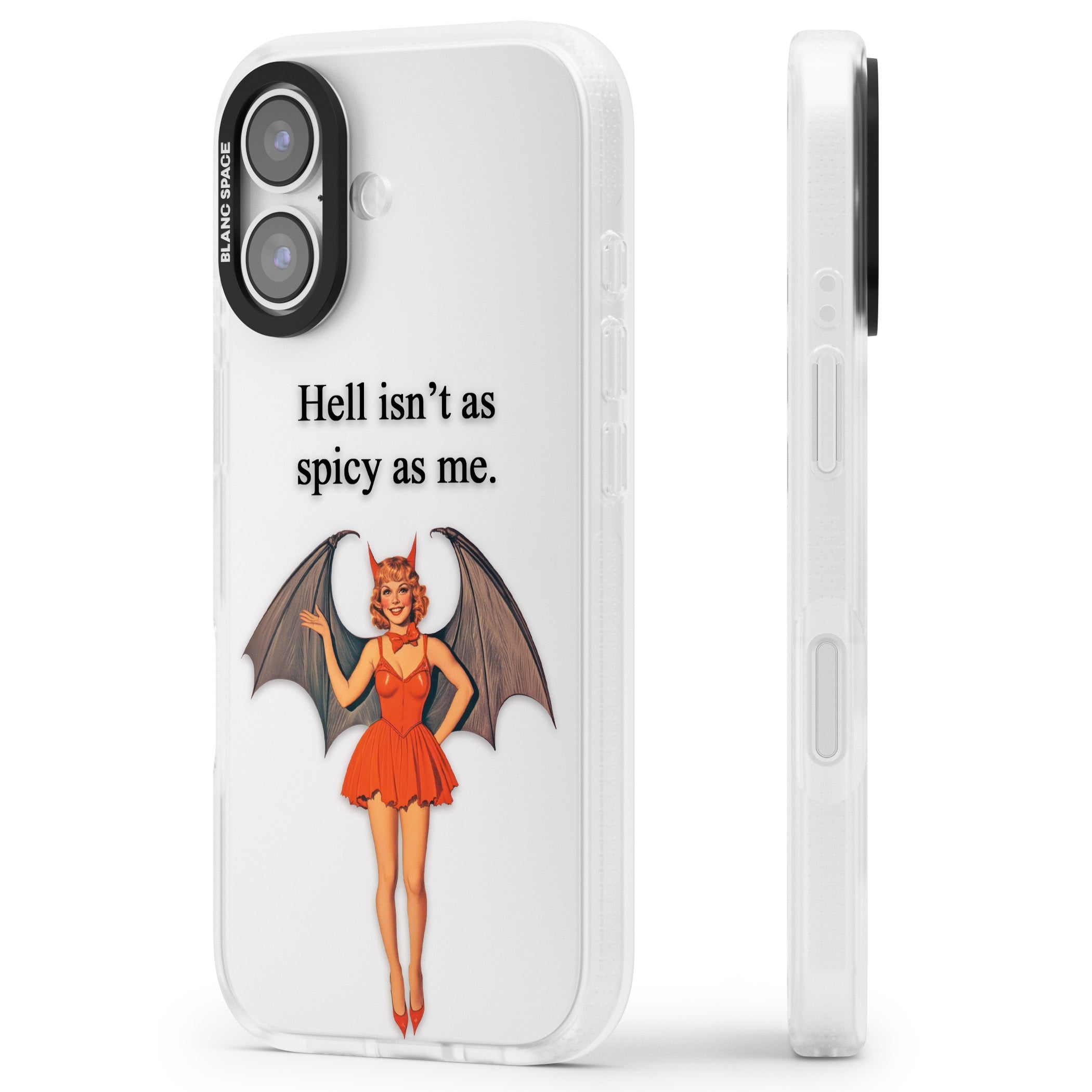Hell Isnt As Spicy As Me iPhone 17 Impact Air Clear Phone Case Side Profile