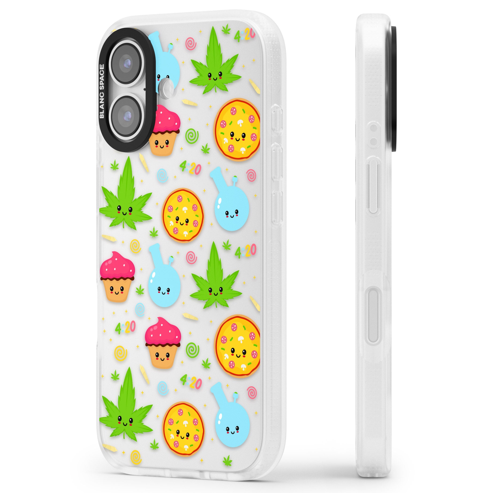 Kawaii Weed Pattern iPhone 17 Impact Air Clear Phone Case Side Profile