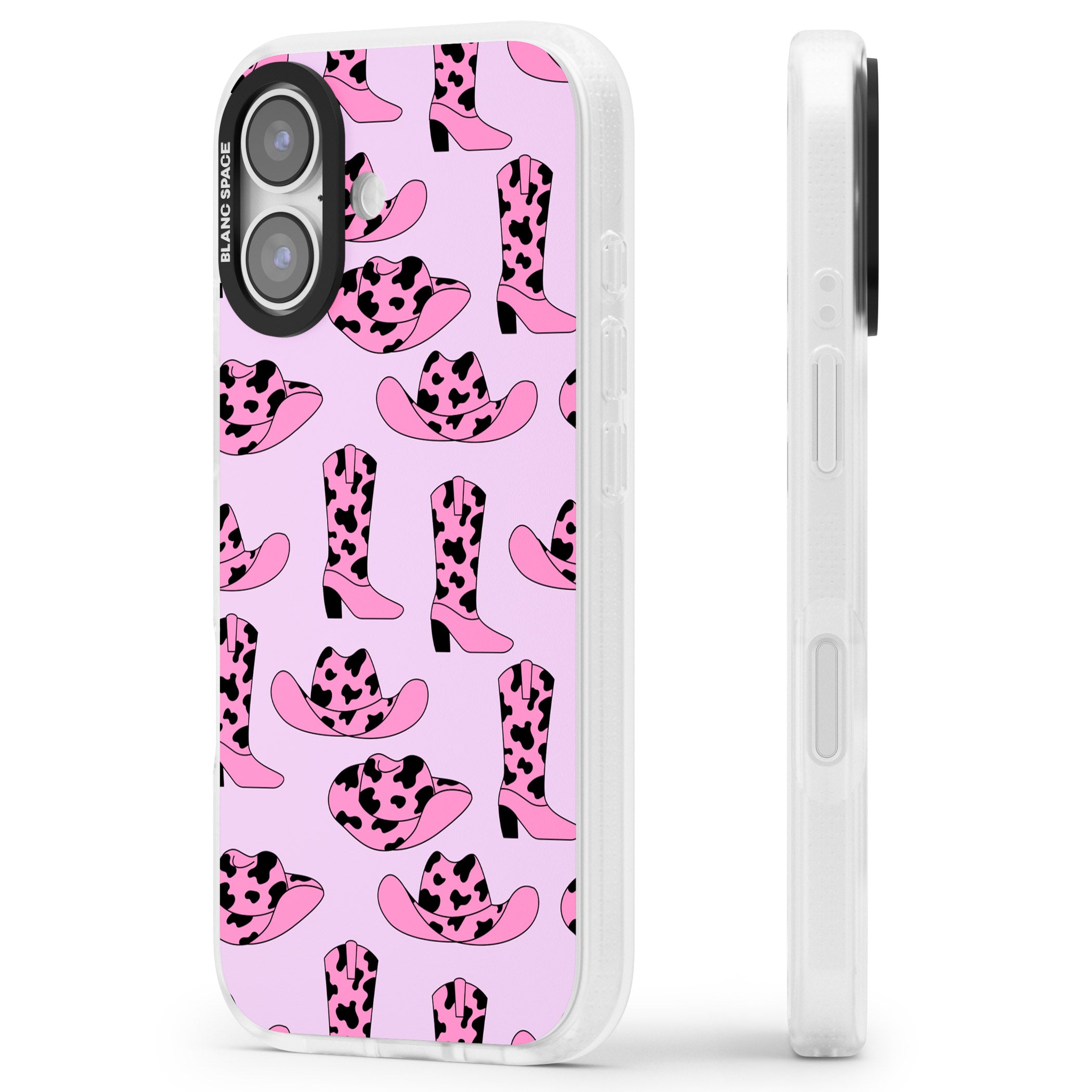 Cow Girl Pattern iPhone 17 Impact Air Clear Phone Case Side Profile