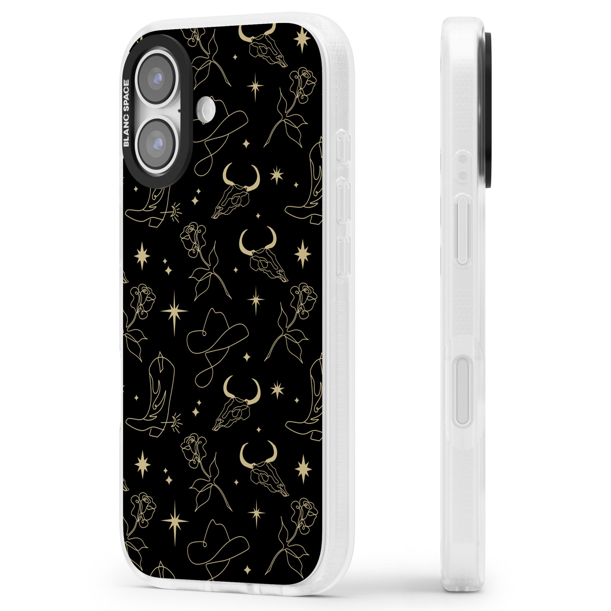 Celestial West Pattern iPhone 17 Impact Air Clear Phone Case Side Profile