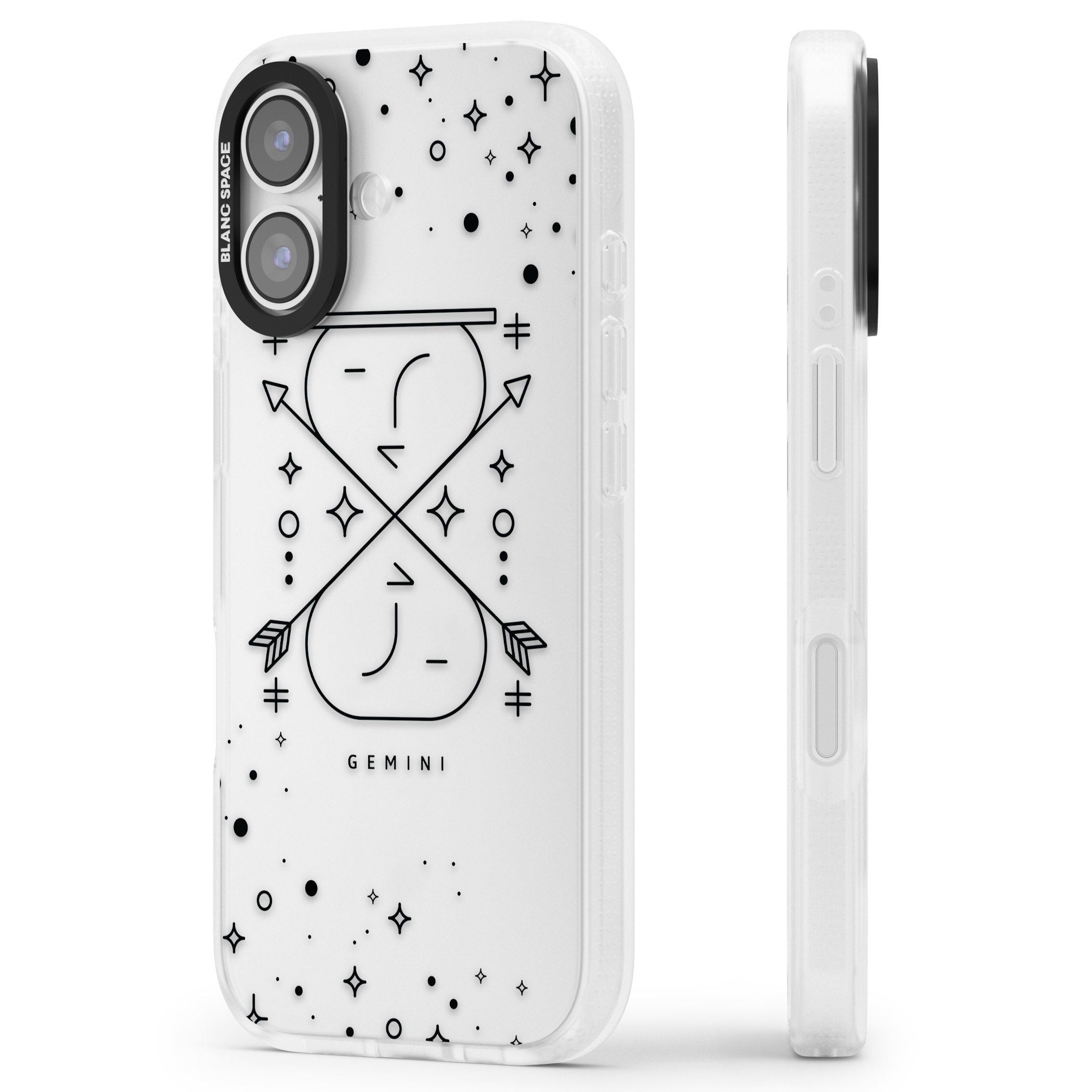 Gemini Zodiac iPhone 17 Impact Air Clear Phone Case Side Profile