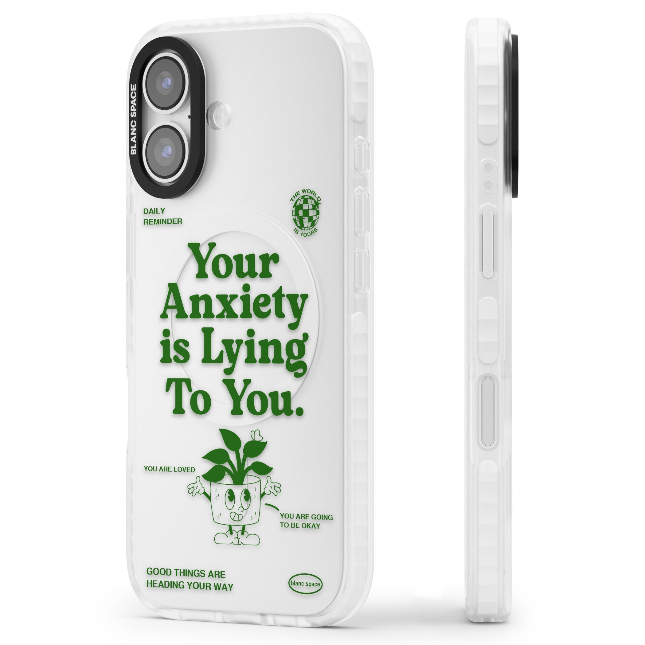 Your Anxiety Is Lying To You iPhone 17 Impact Clear Phone Case Side Profile
