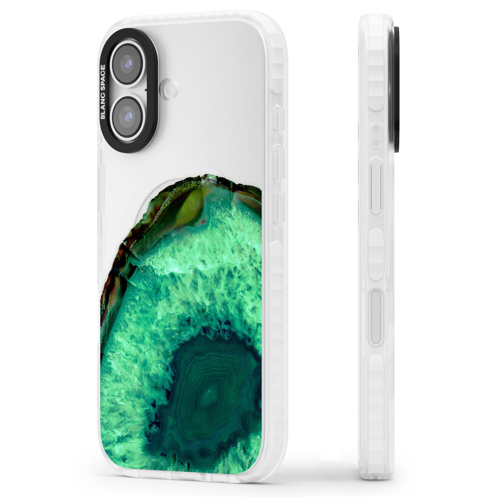 Emerald Geode iPhone 17 Impact Clear Phone Case Side Profile