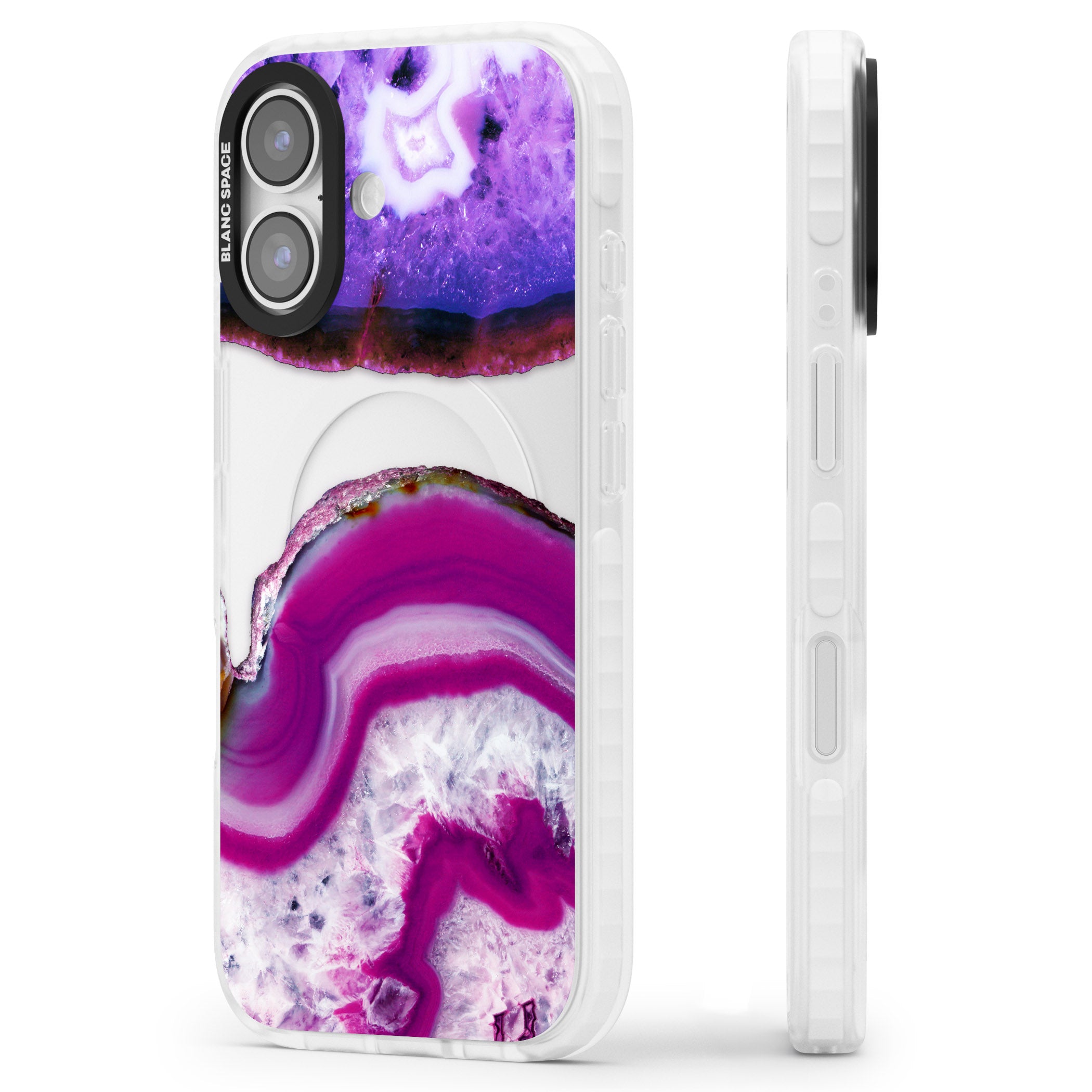 Amethyst Crystal Slice iPhone 17 Impact Clear Phone Case Side Profile