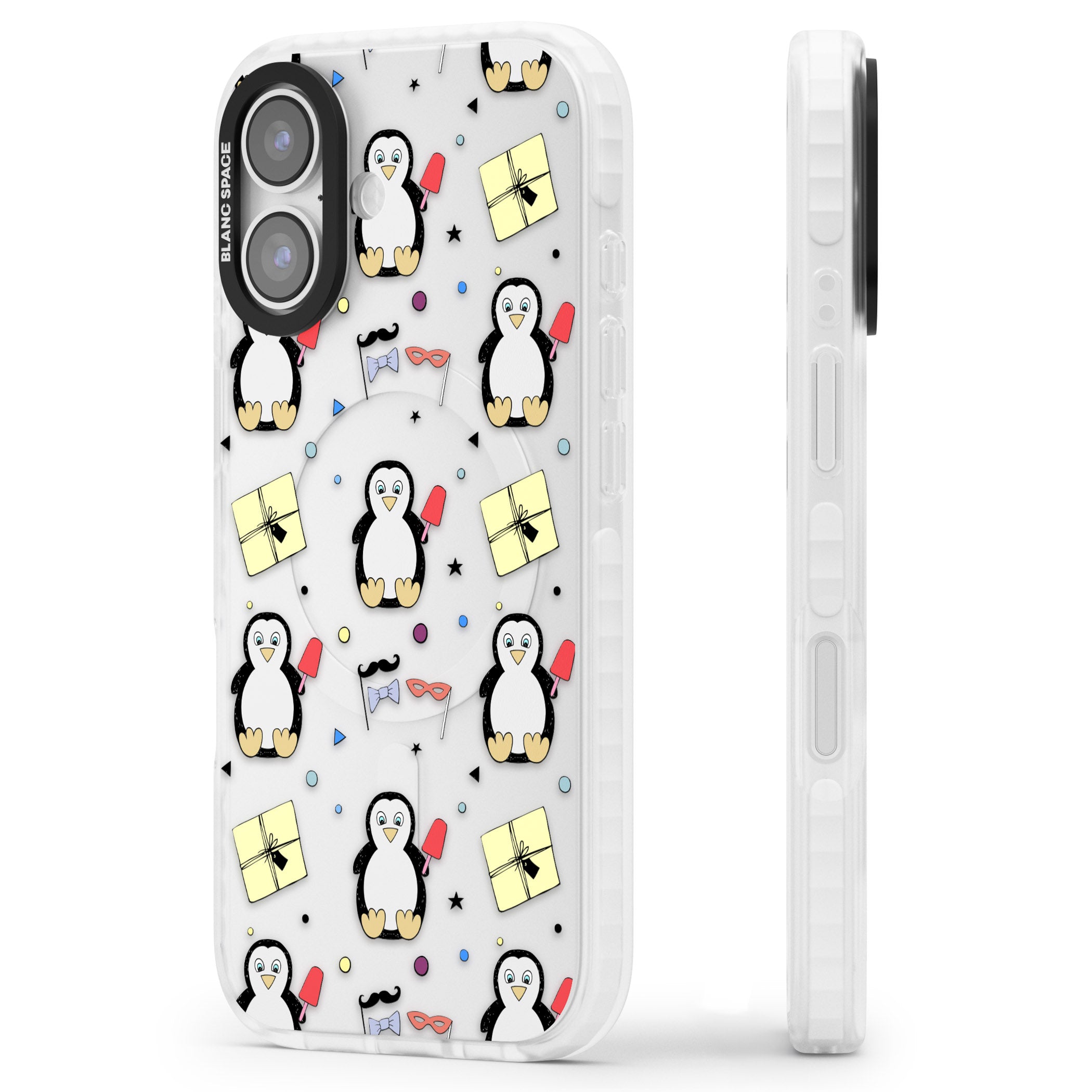 Cute Penguin Pattern Clear iPhone 17 Impact Clear Phone Case Side Profile