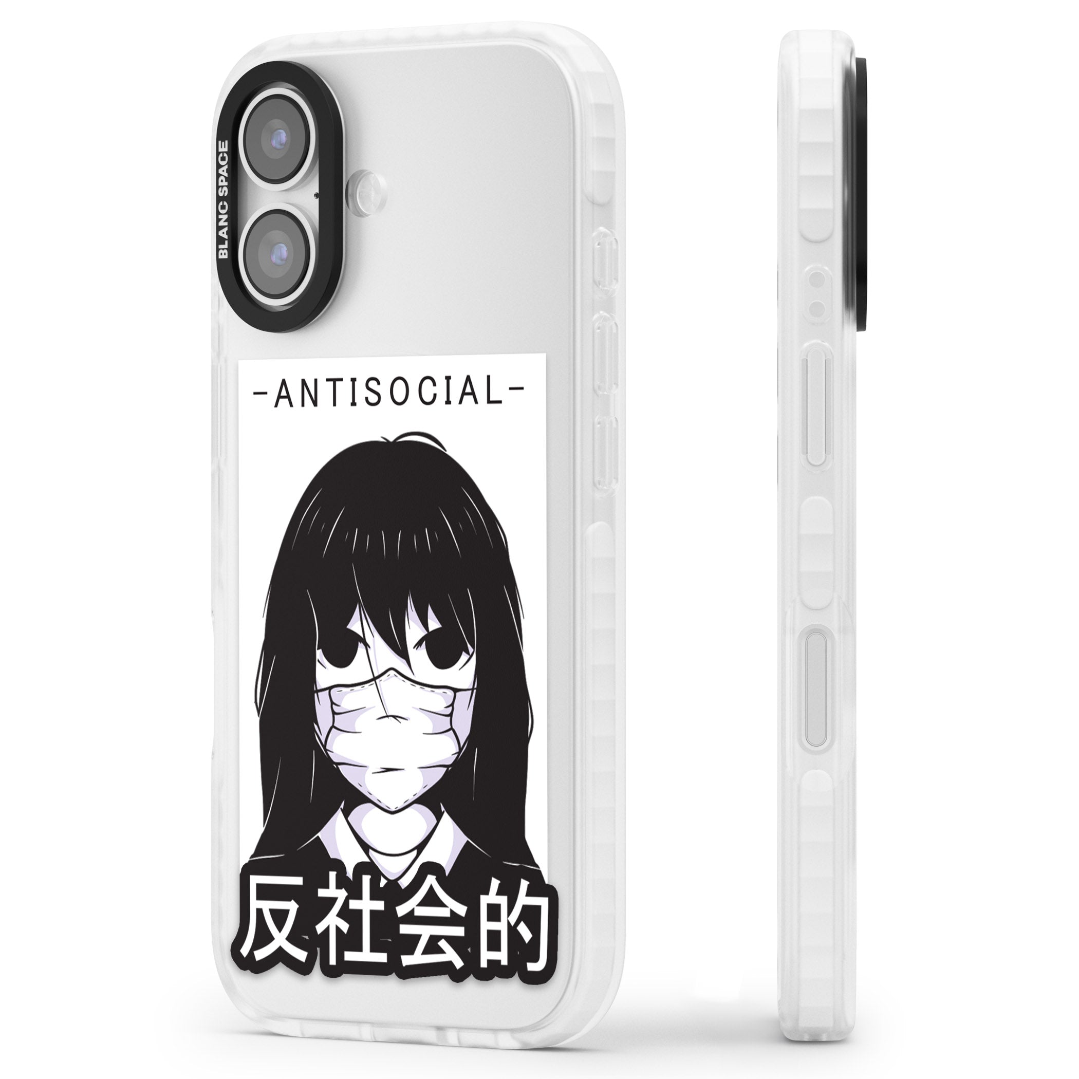 Anti Social iPhone 17 Impact Clear Phone Case Side Profile