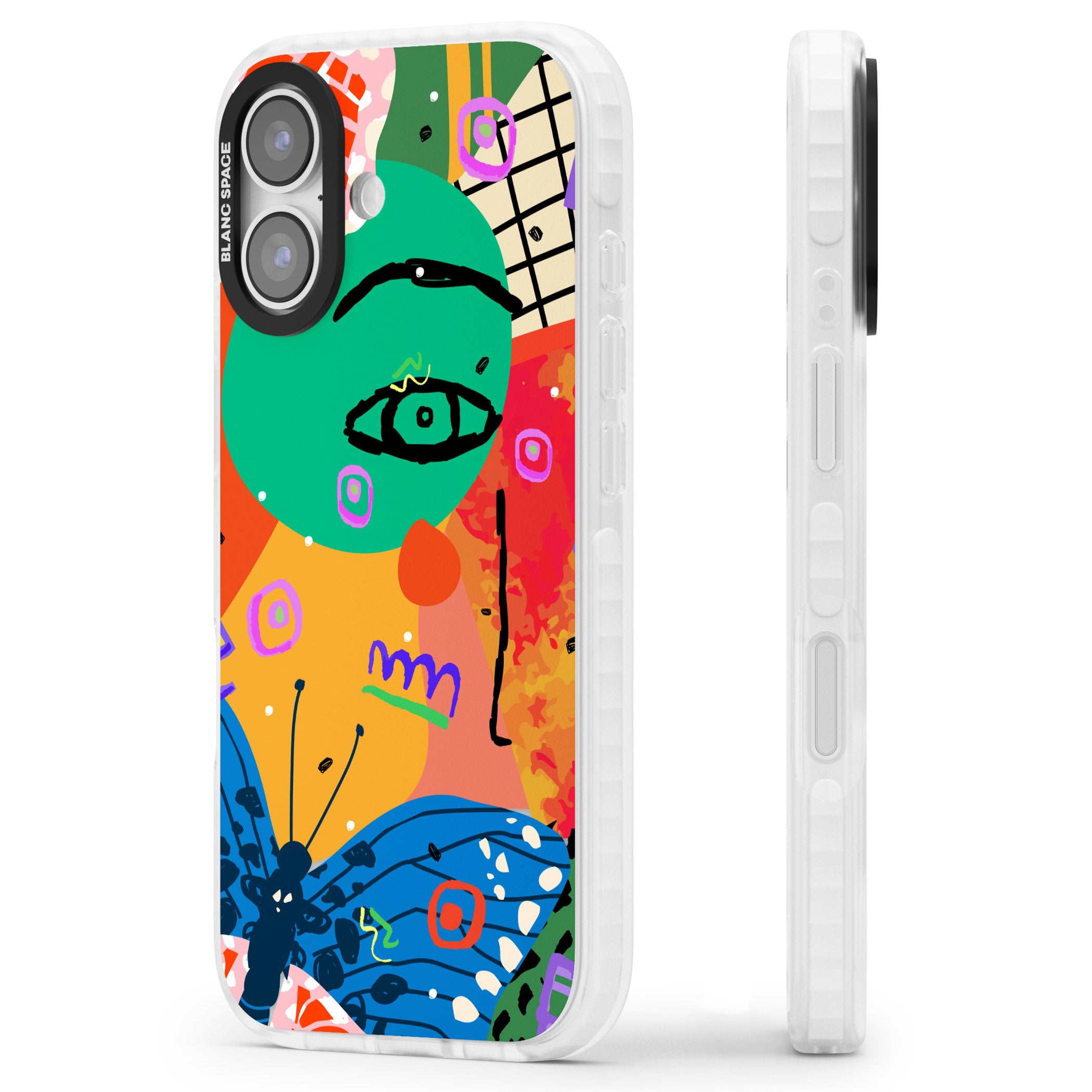 Abstract Butterfly iPhone 17 Impact Clear Phone Case Side Profile