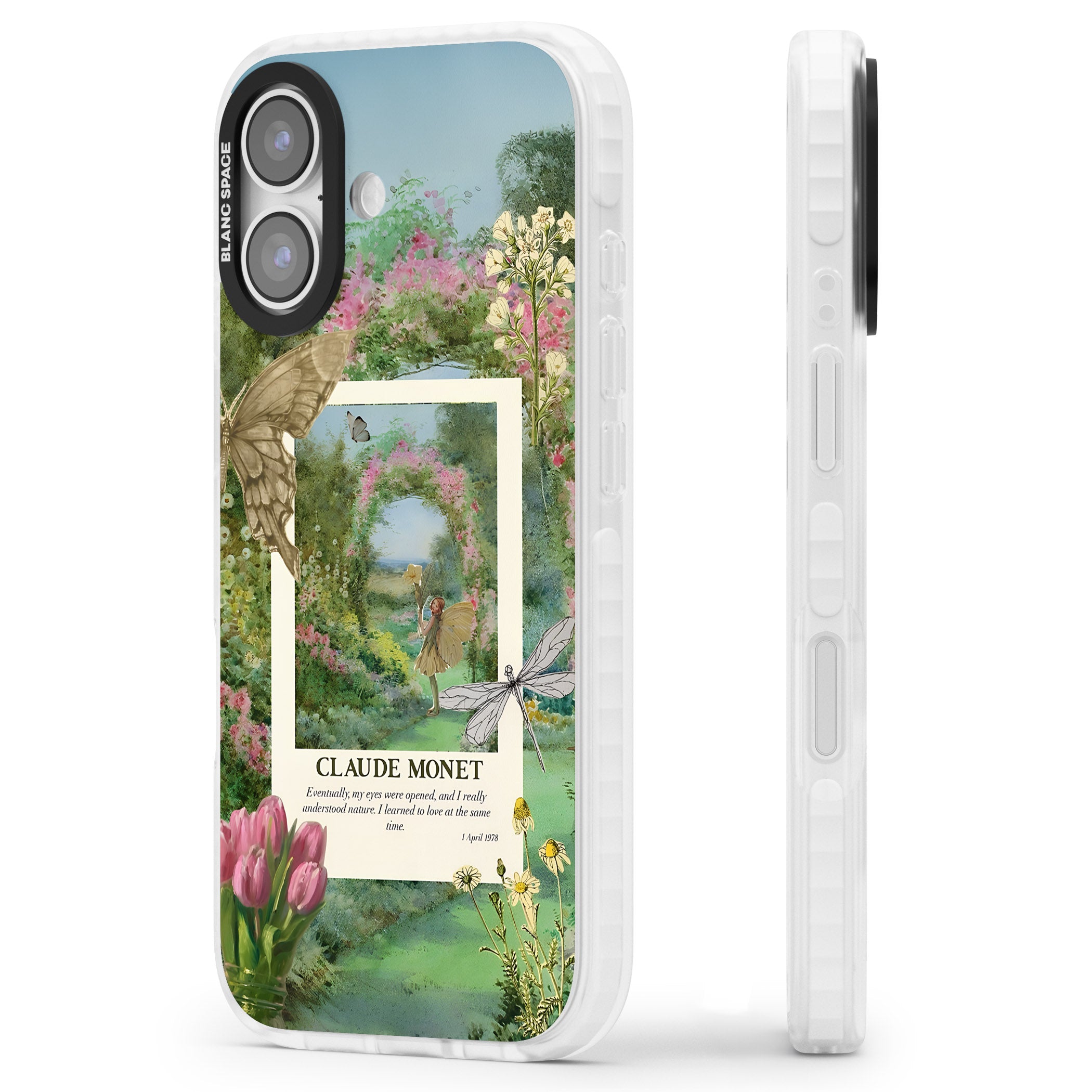 Monet Fairy Garden iPhone 17 Impact Clear Phone Case Side Profile