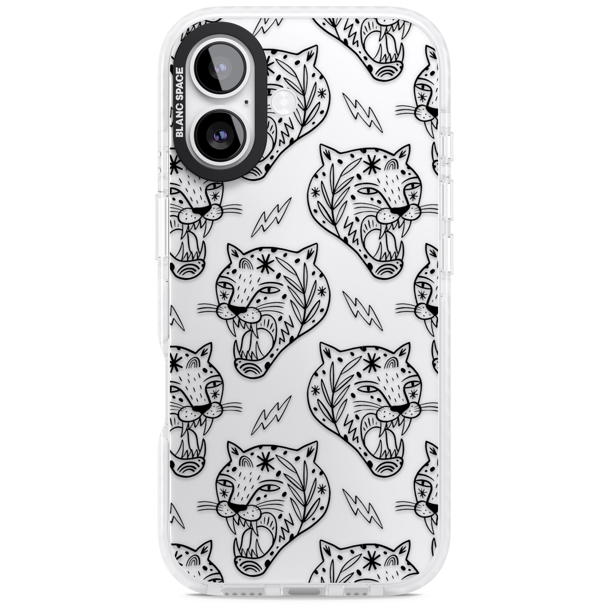 Black Tiger Roar Pattern iPhone 17 Impact Clear Phone Case