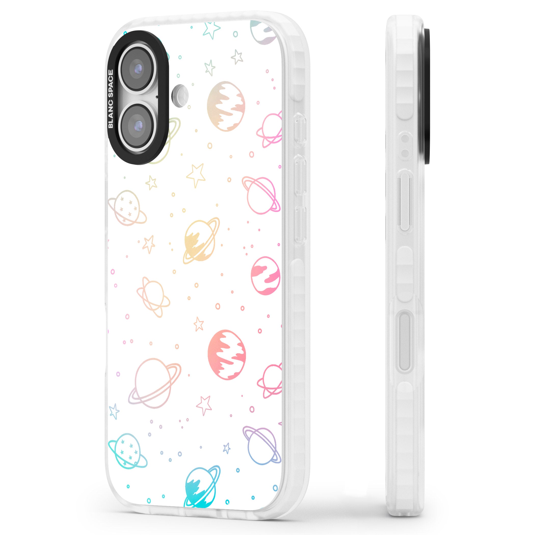 Pastel Cosmic Galaxy iPhone 17 Impact Clear Phone Case Side Profile