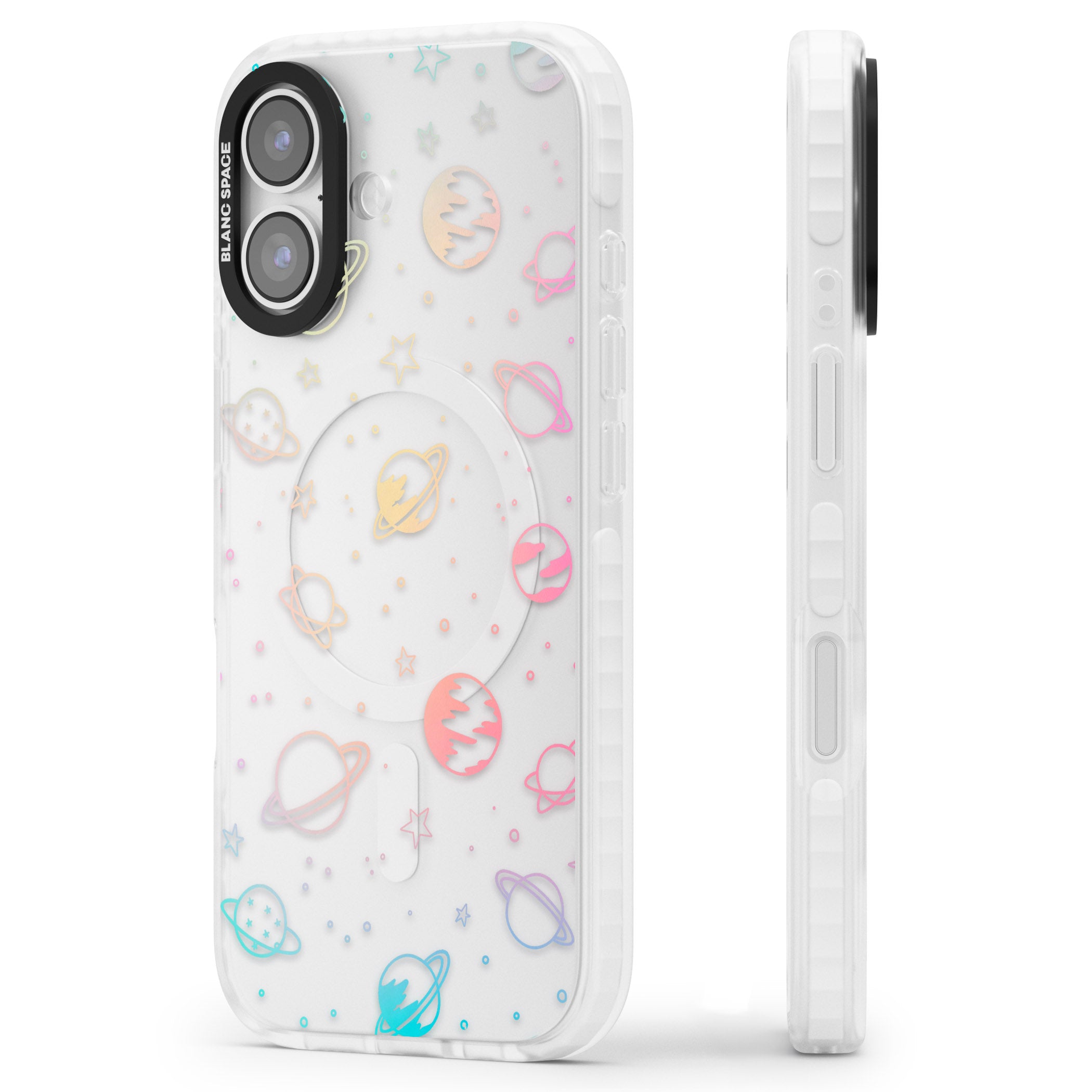 Pastel Space Universe iPhone 17 Impact Clear Phone Case Side Profile