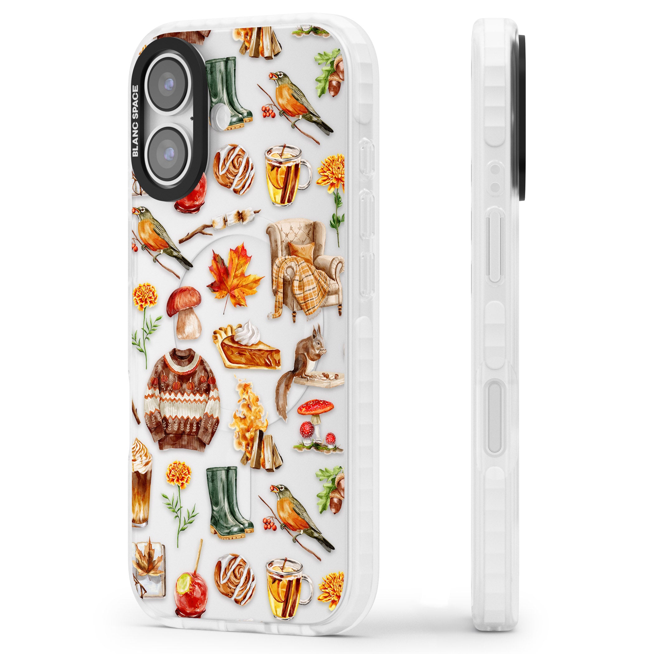 Cozy Autumn Aesthetic iPhone 17 Impact Clear Phone Case Side Profile