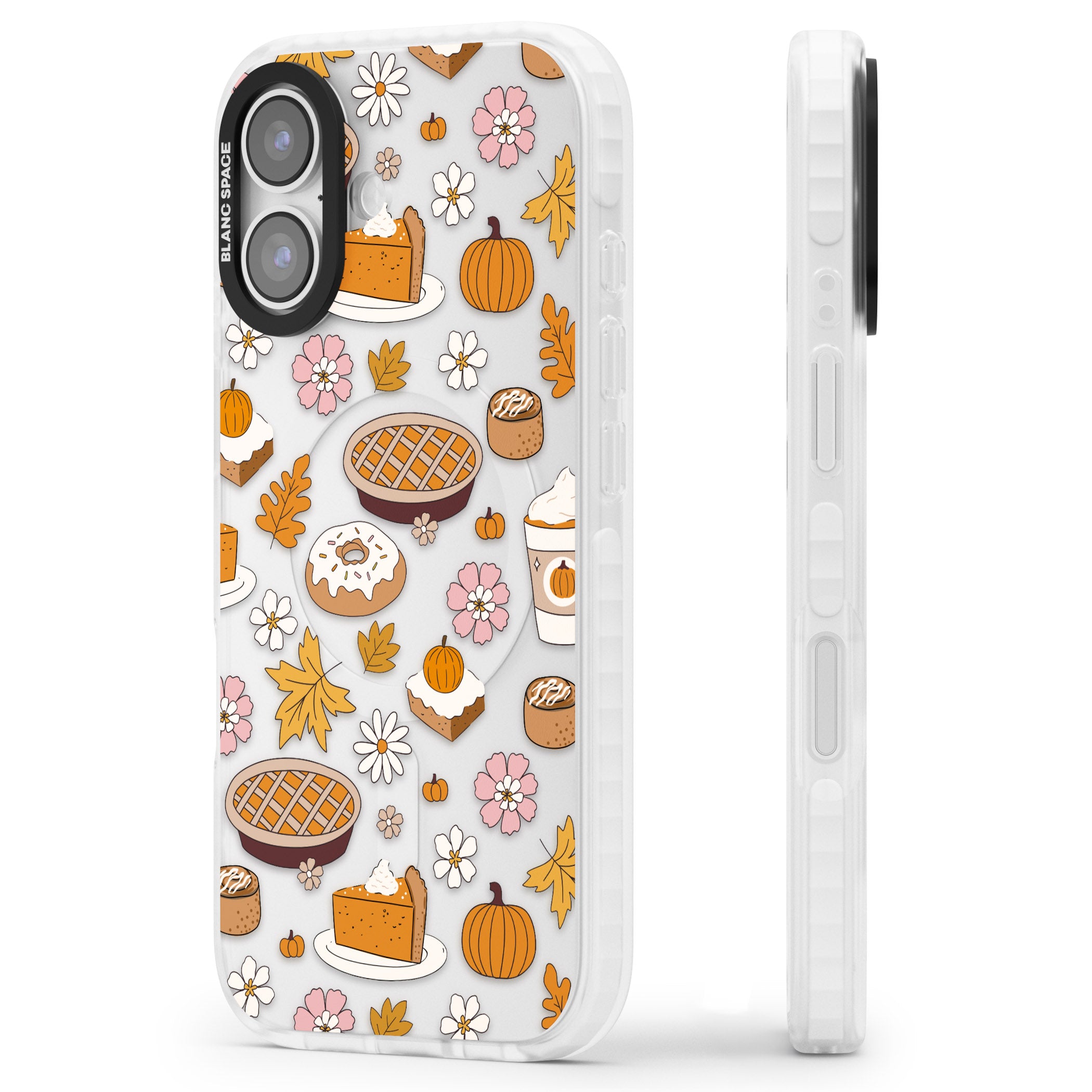 Pumpkin Pie Autumn Treats iPhone 17 Impact Clear Phone Case Side Profile