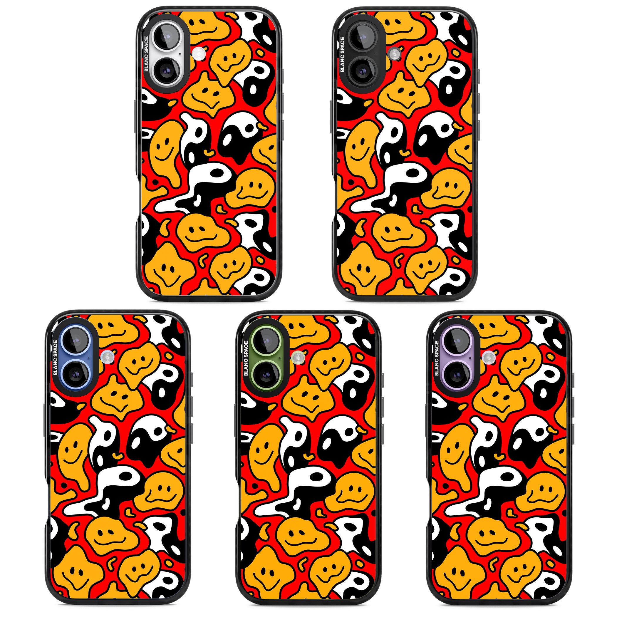 Yin Yang Acid Face iPhone 17 Impact Black Phone Case APT Impact Protection