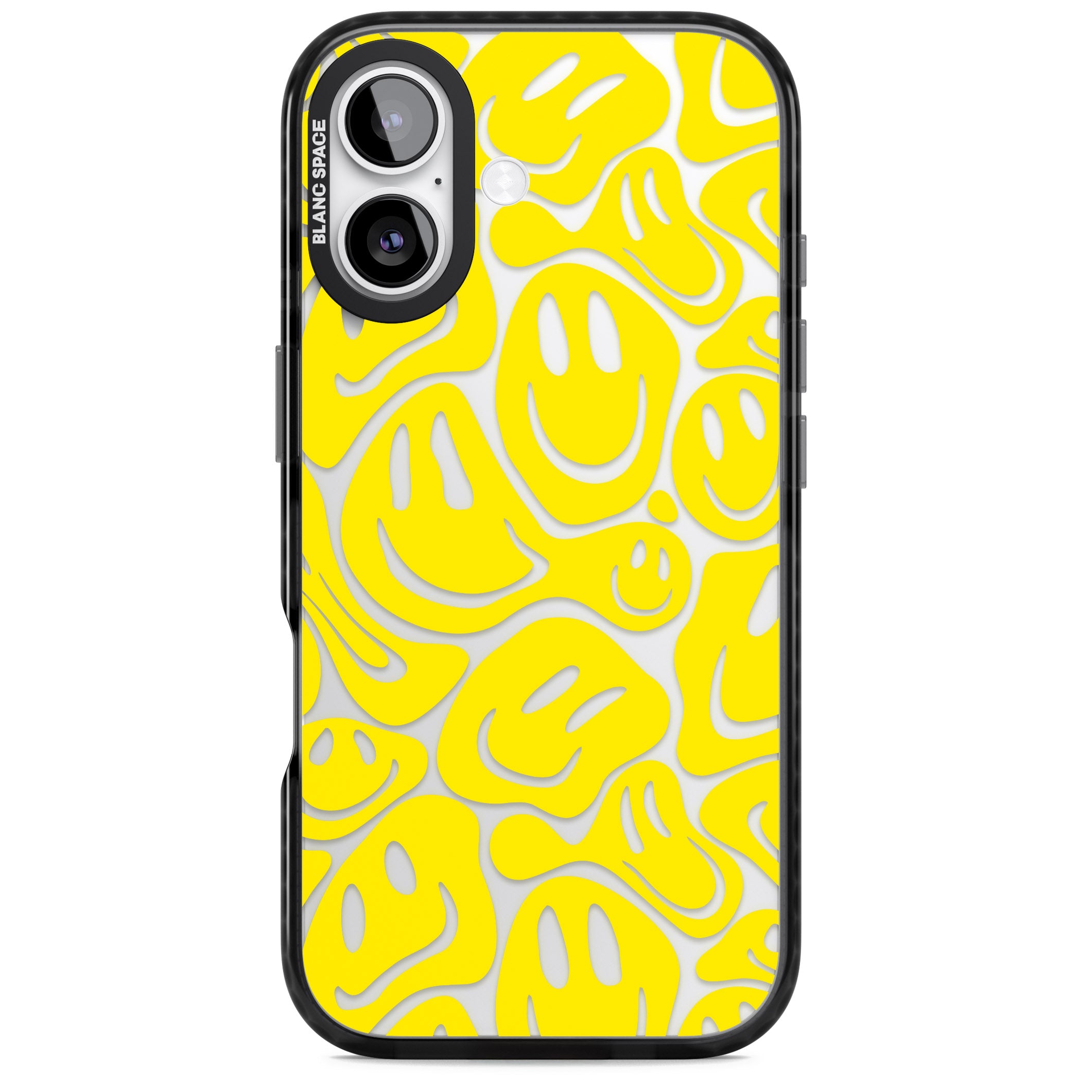 Yellow Acid Faces iPhone 17 Impact Black Phone Case