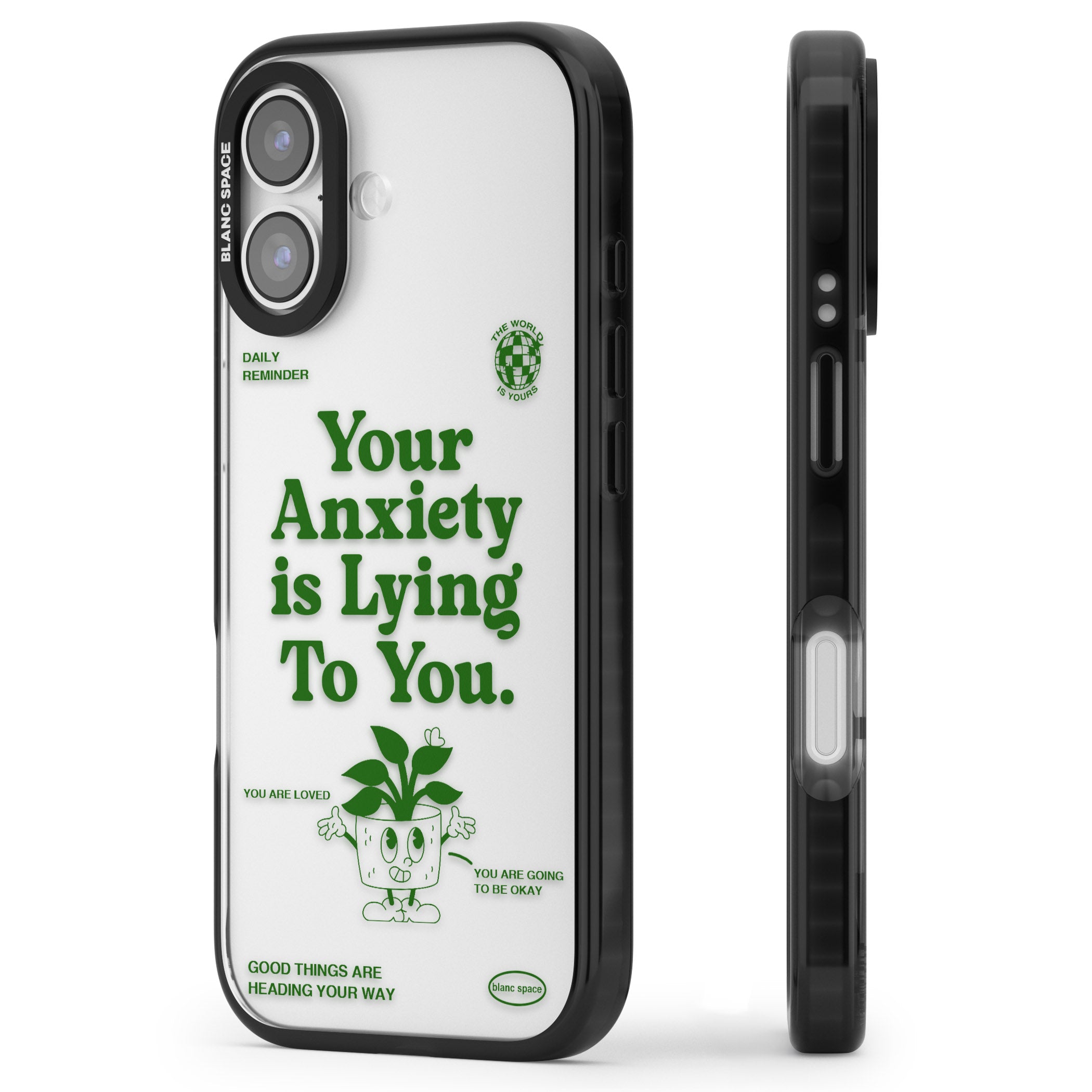 Your Anxiety Is Lying To You iPhone 17 Impact Black Phone Case Side Profile