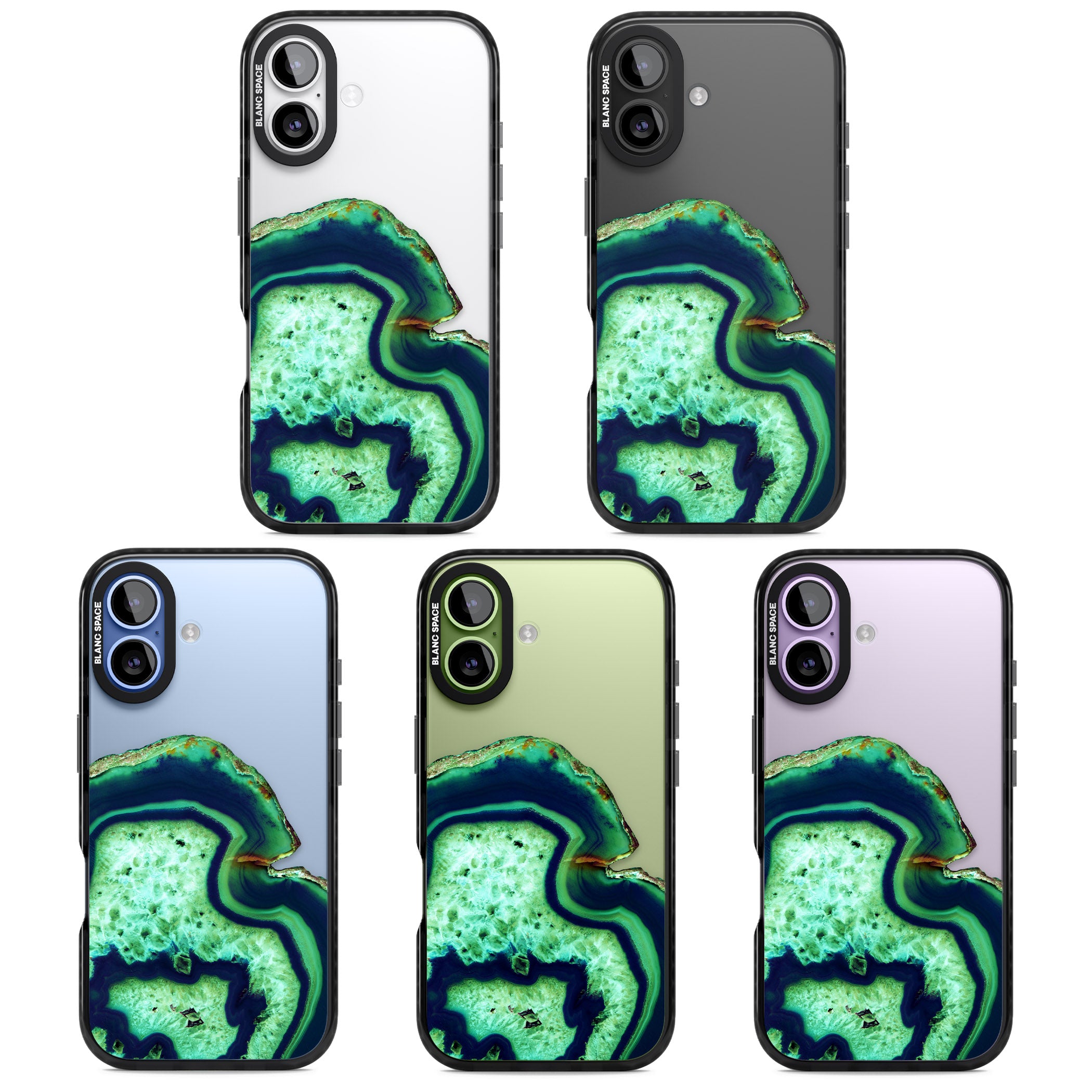 Emerald Agate Slice iPhone 17 Impact Black Phone Case APT Impact Protection