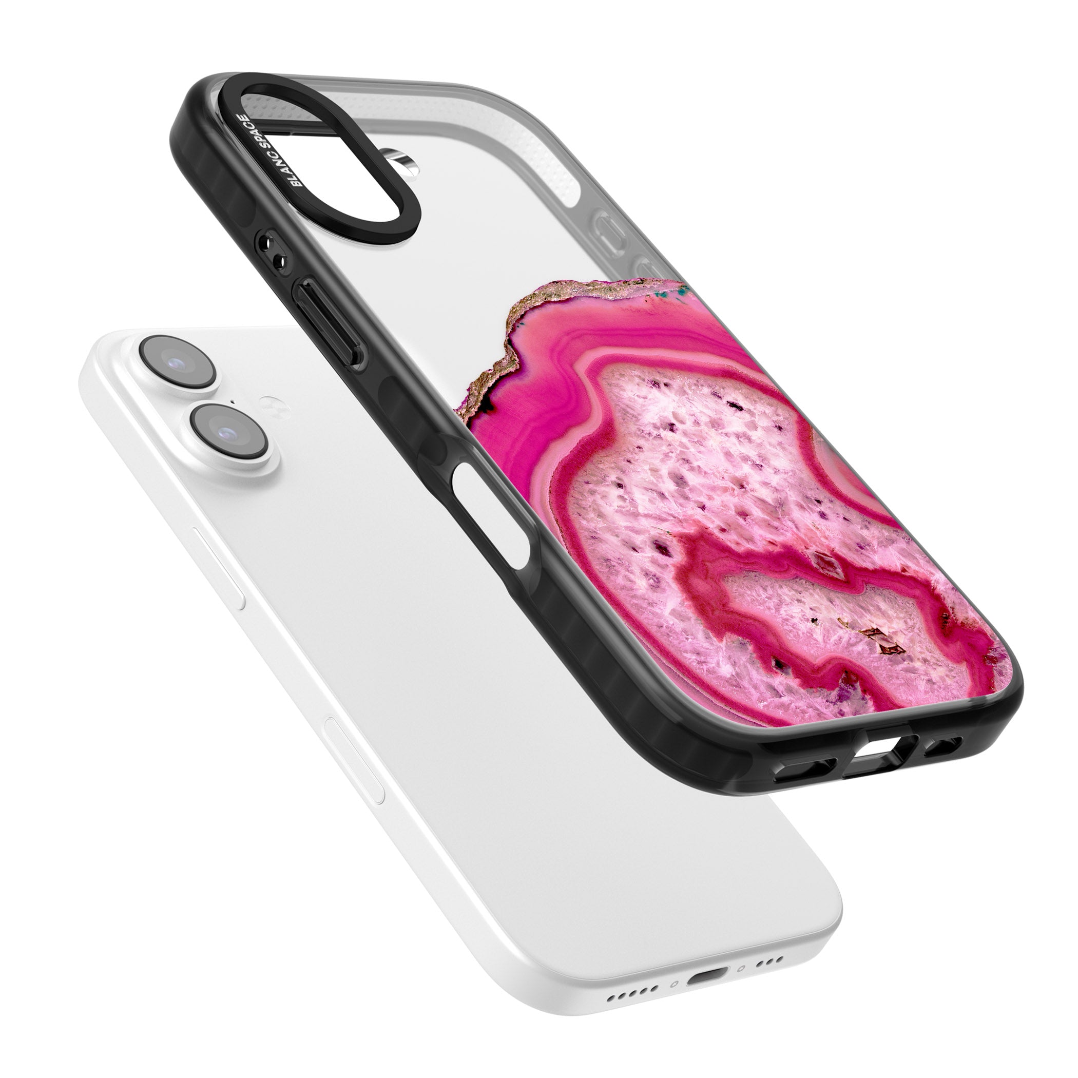 Pink Geode Crystal iPhone 17 Impact Black Phone Case Colours