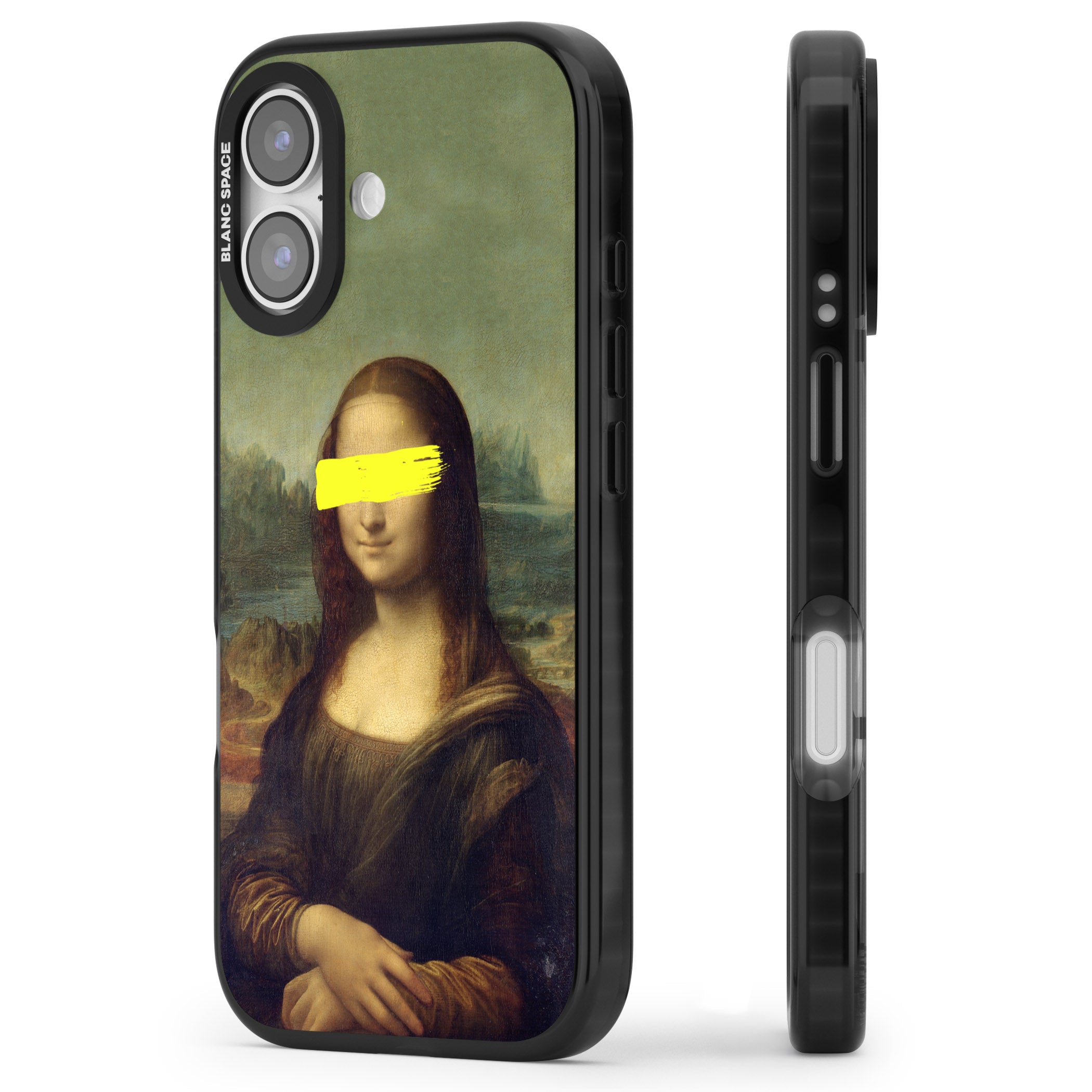 Vandaled Mona Lisa iPhone 17 Impact Black Phone Case Side Profile
