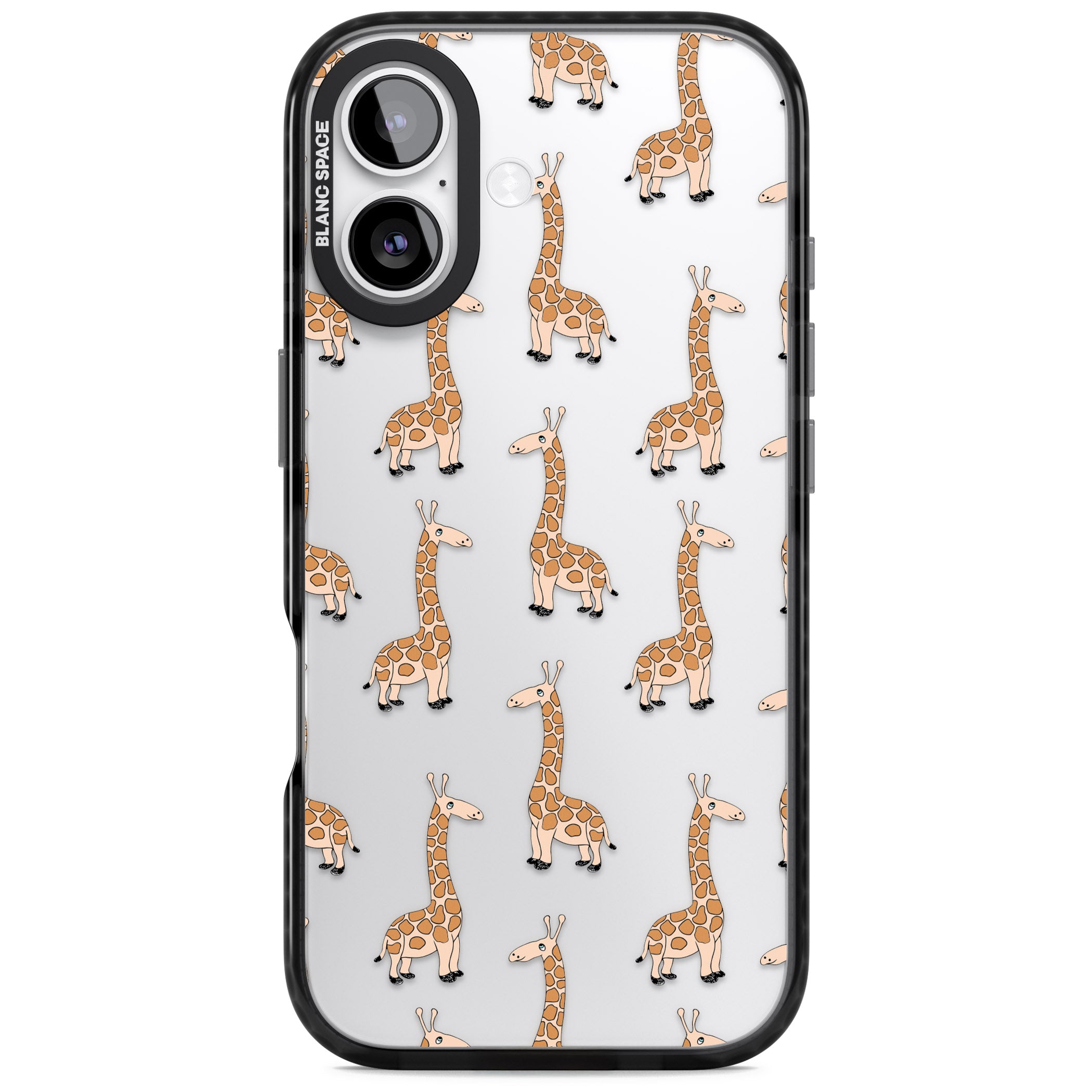 Cute Giraffe Pattern Clear iPhone 17 Impact Black Phone Case