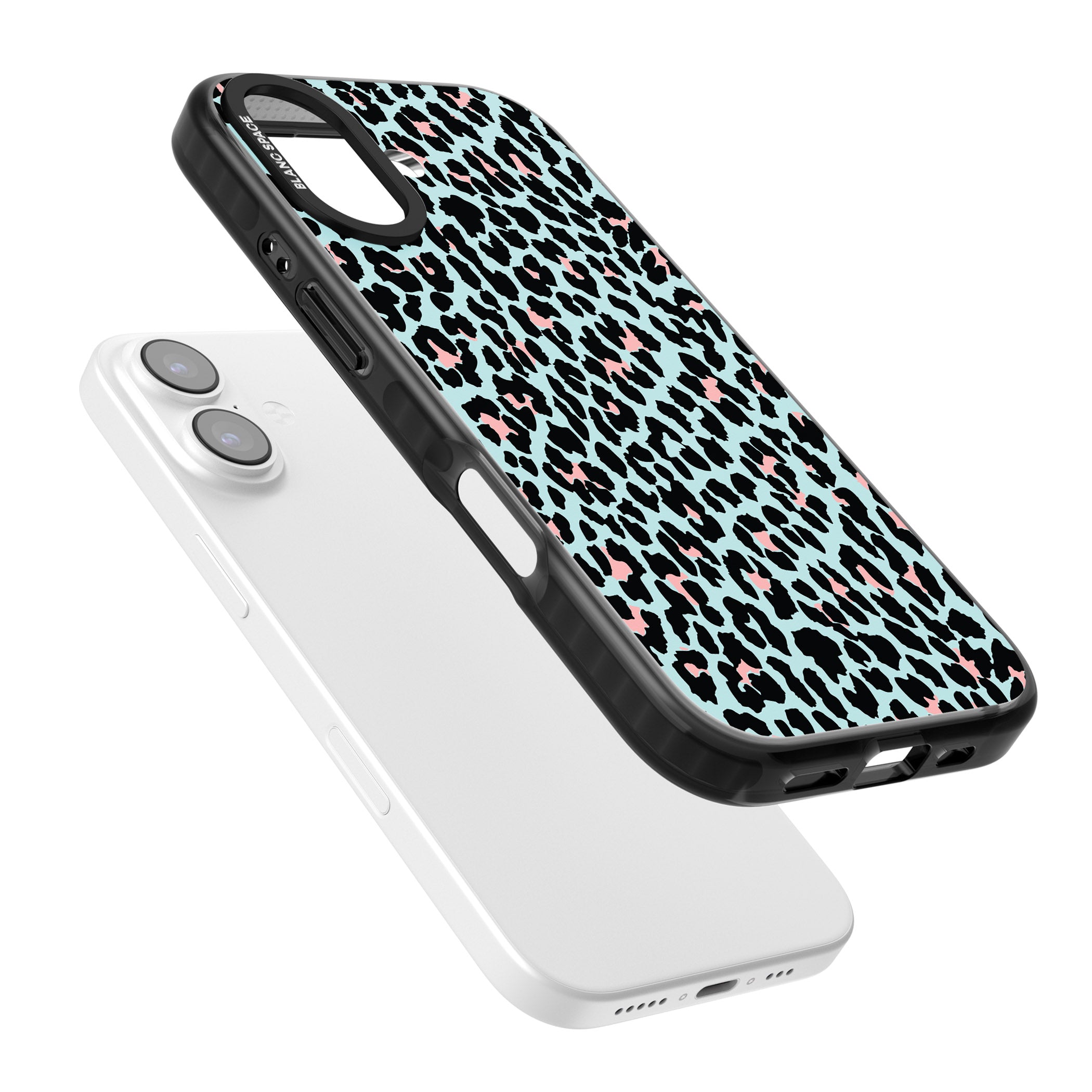 Pastel Blue & Pink Leopard Print iPhone 17 Impact Black Phone Case Colours