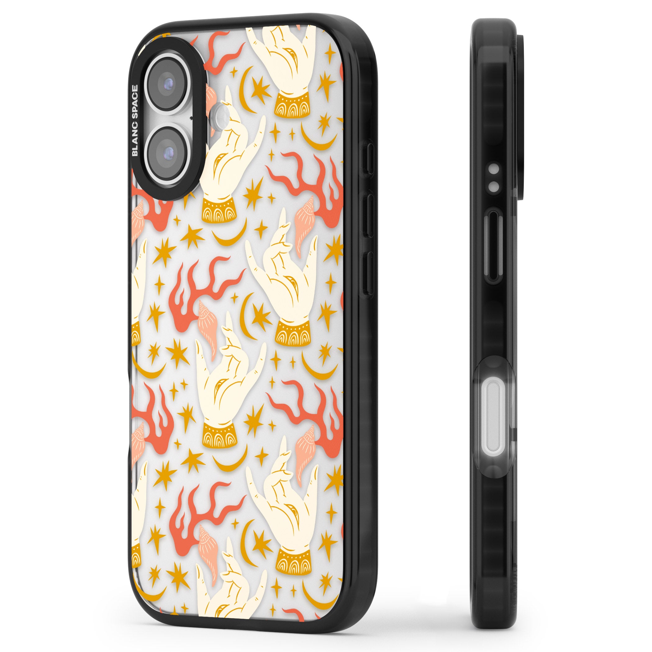 Hand Watcher Pattern iPhone 17 Impact Black Phone Case Side Profile