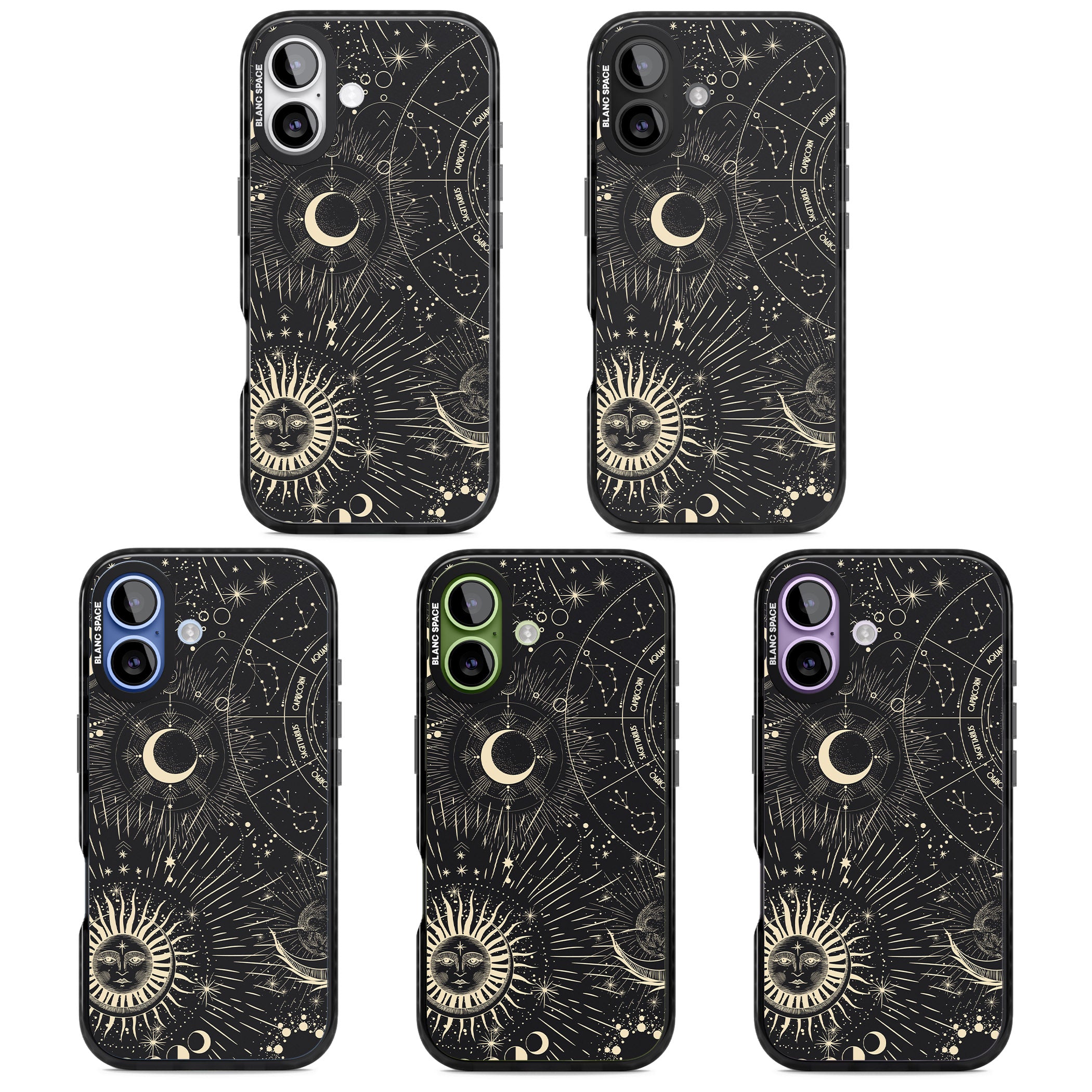Cosmic Sun & Symbols Zodiac iPhone 17 Impact Black Phone Case APT Impact Protection