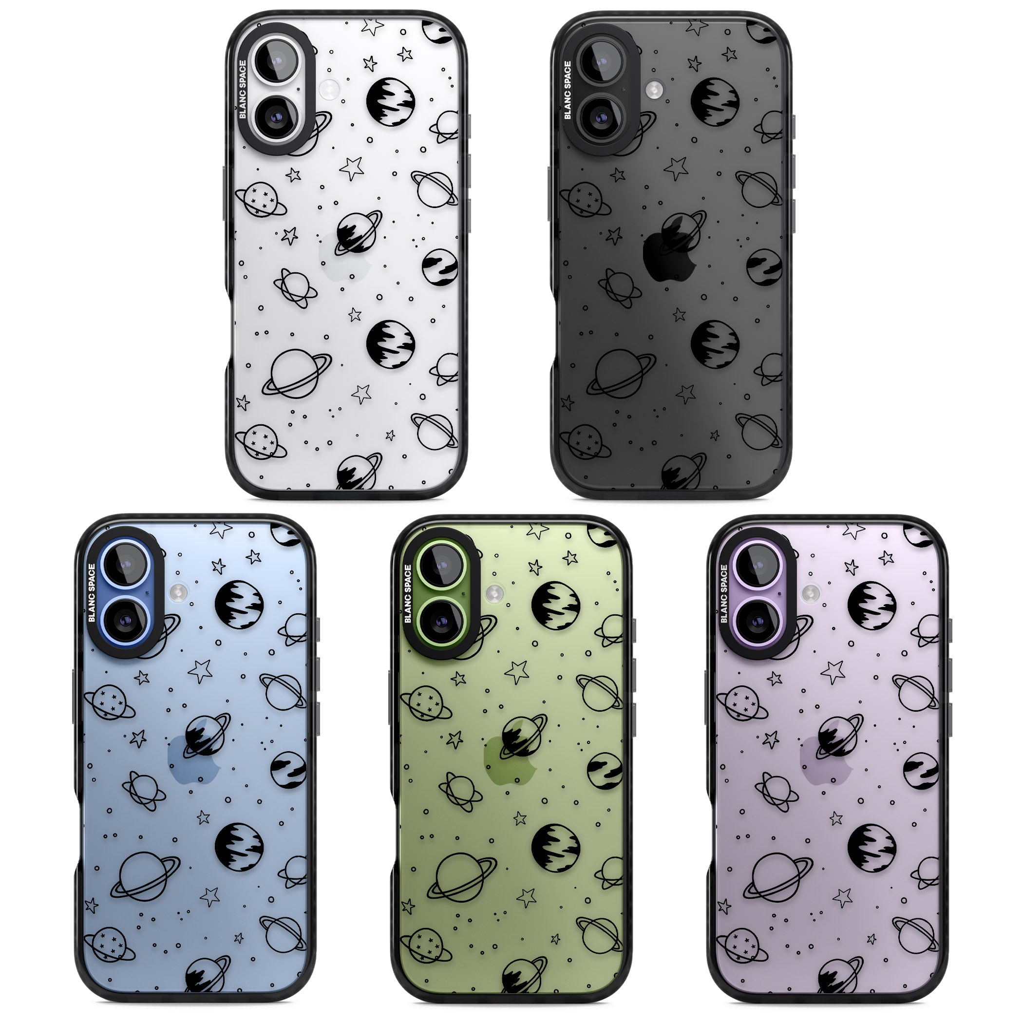 Cosmic Sketch Black Clear iPhone 17 Impact Black Phone Case APT Impact Protection