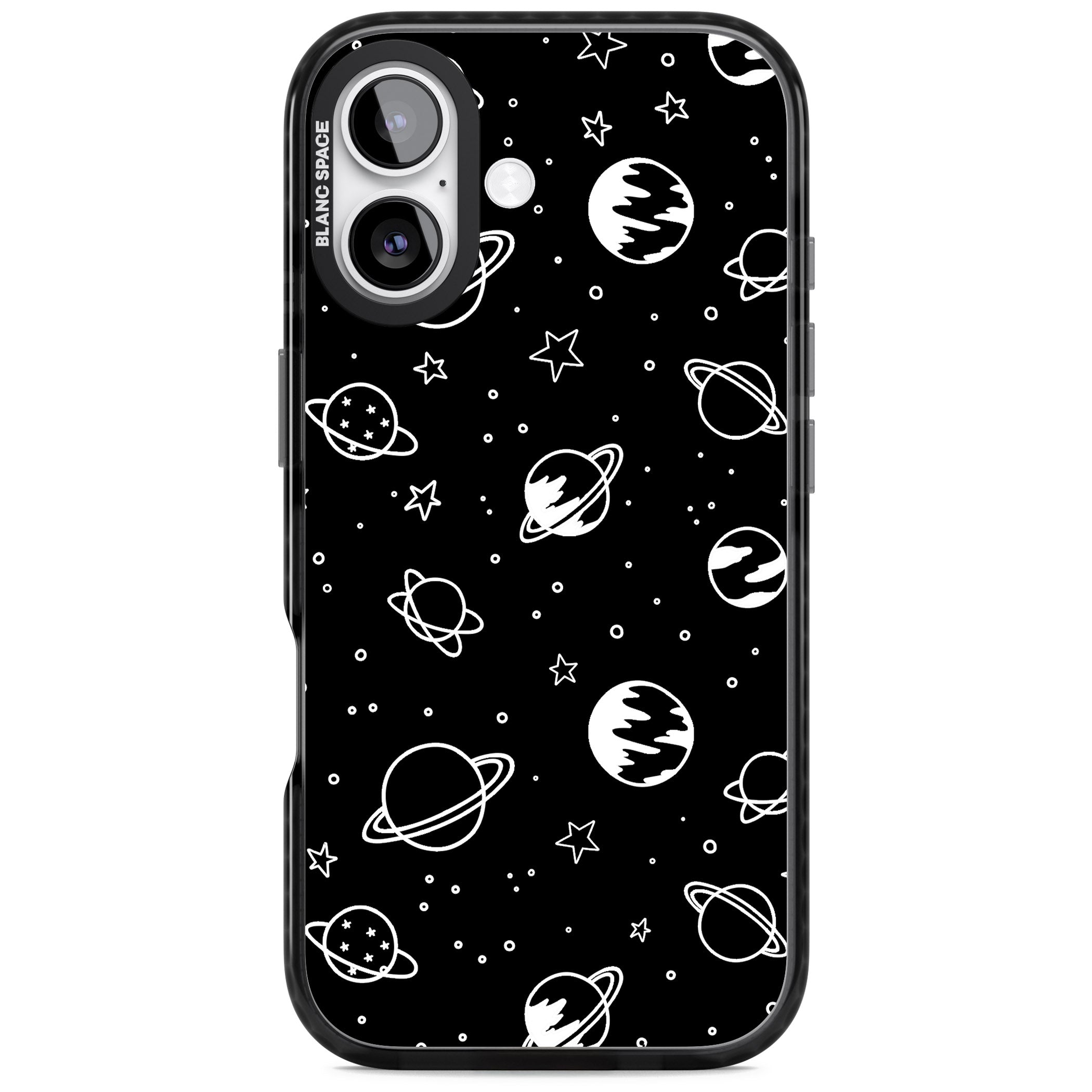 Cosmic Sketch White Black iPhone 17 Impact Black Phone Case