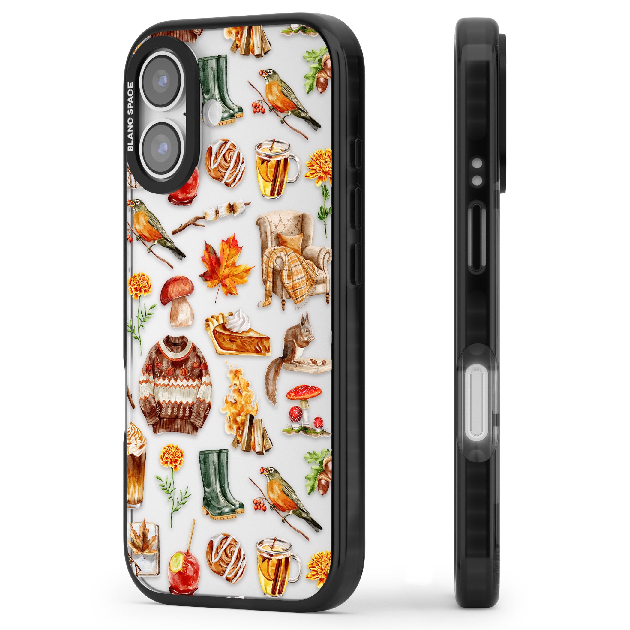 Cozy Autumn Aesthetic iPhone 17 Impact Black Phone Case Side Profile