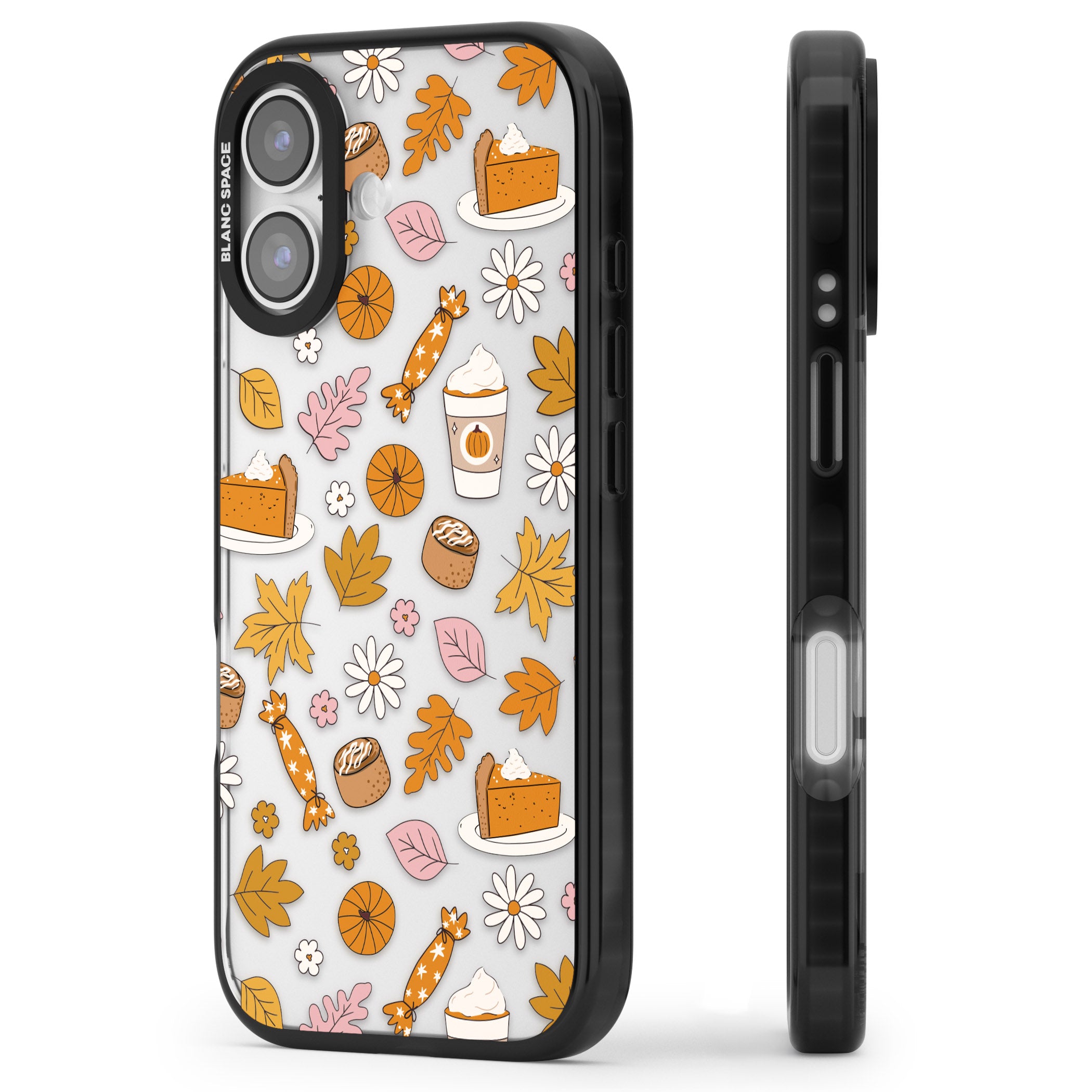 Pumpkin Spice iPhone 17 Impact Black Phone Case Side Profile
