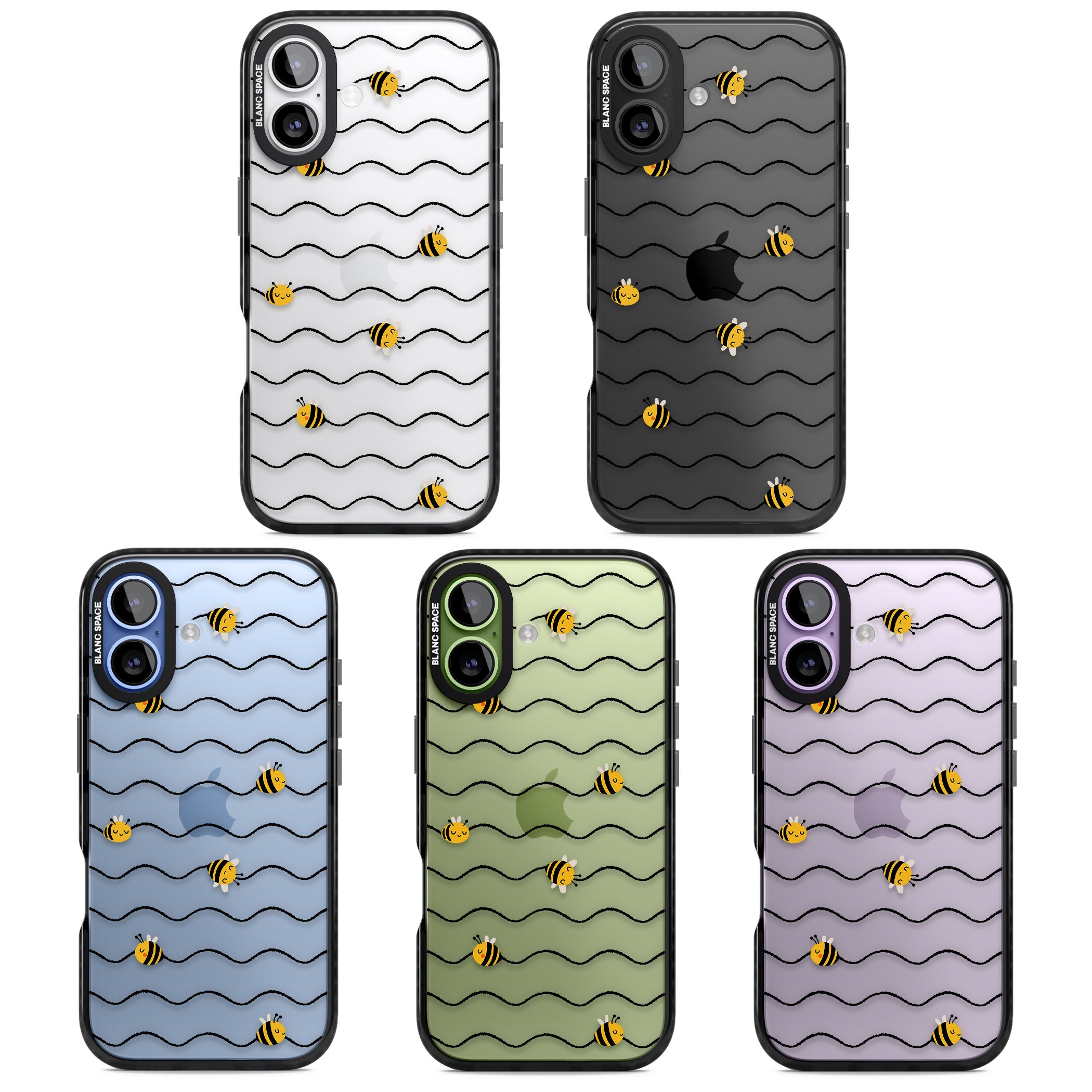 Bee Wave Pattern iPhone 17 Impact Black Phone Case APT Impact Protection