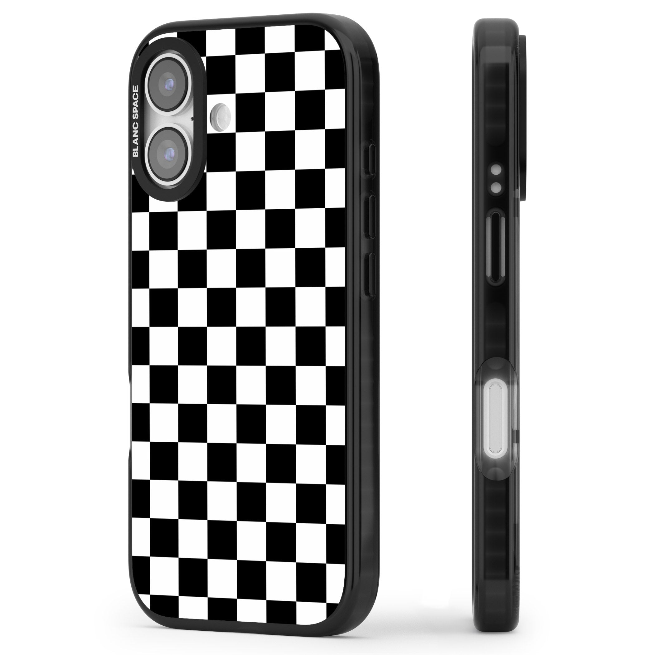 Black Checkered iPhone 17 Impact Black Phone Case Side Profile