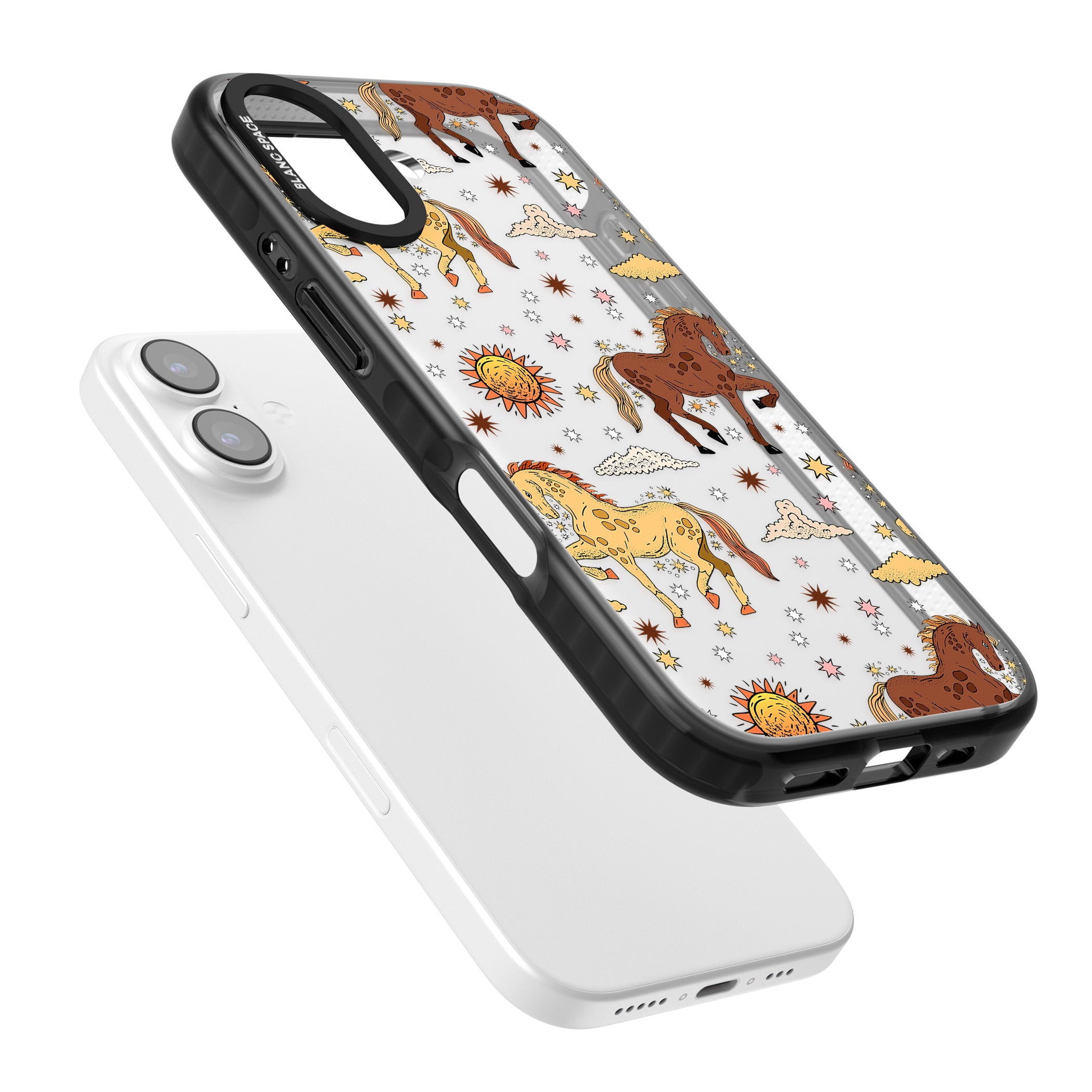 Boho Celestial Wild Horses iPhone 17 Impact Black Phone Case Colours