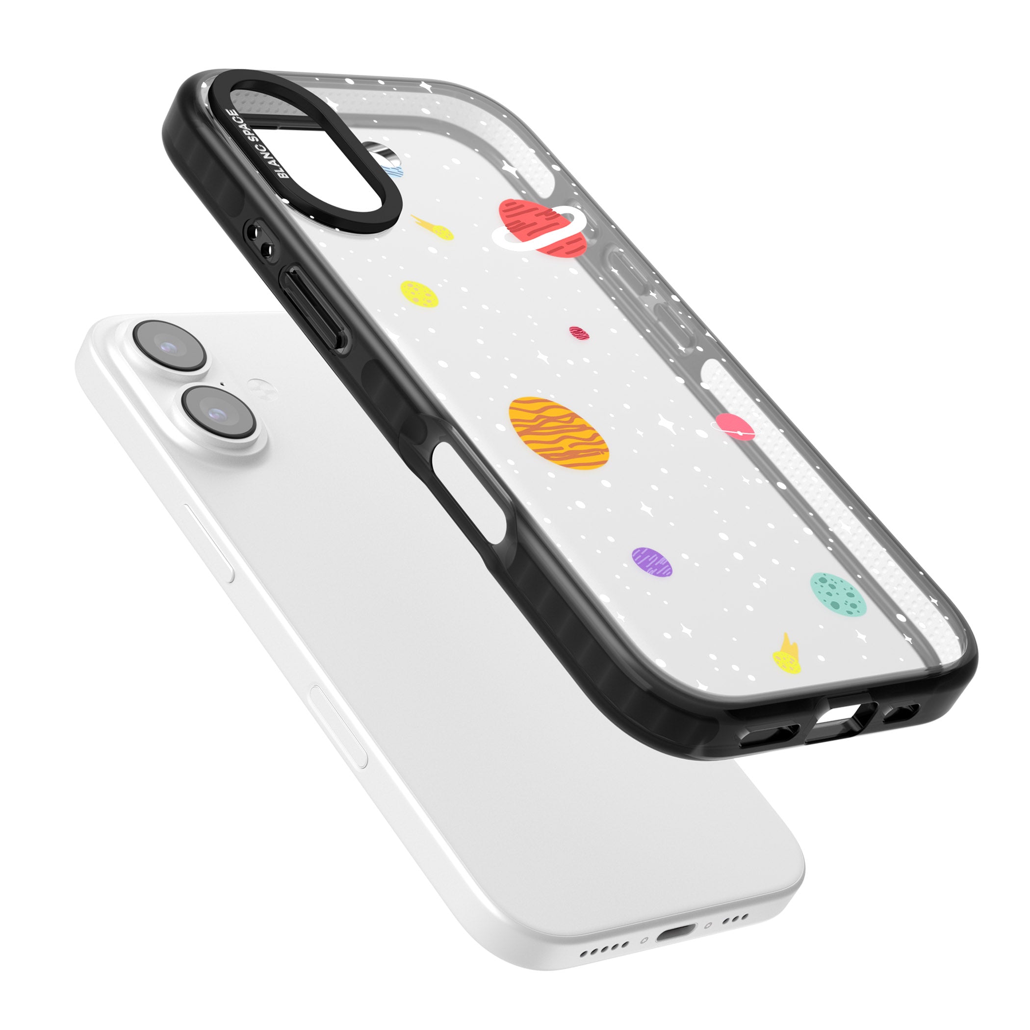 Cute Cartoon Planets (Clear) iPhone 17 Impact Black Phone Case Colours