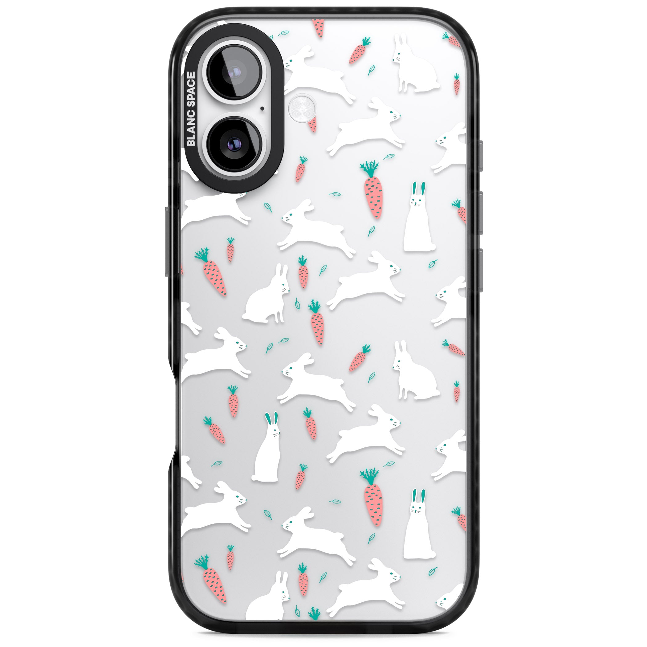 White Bunnies And Carrots iPhone 17 Impact Black Phone Case